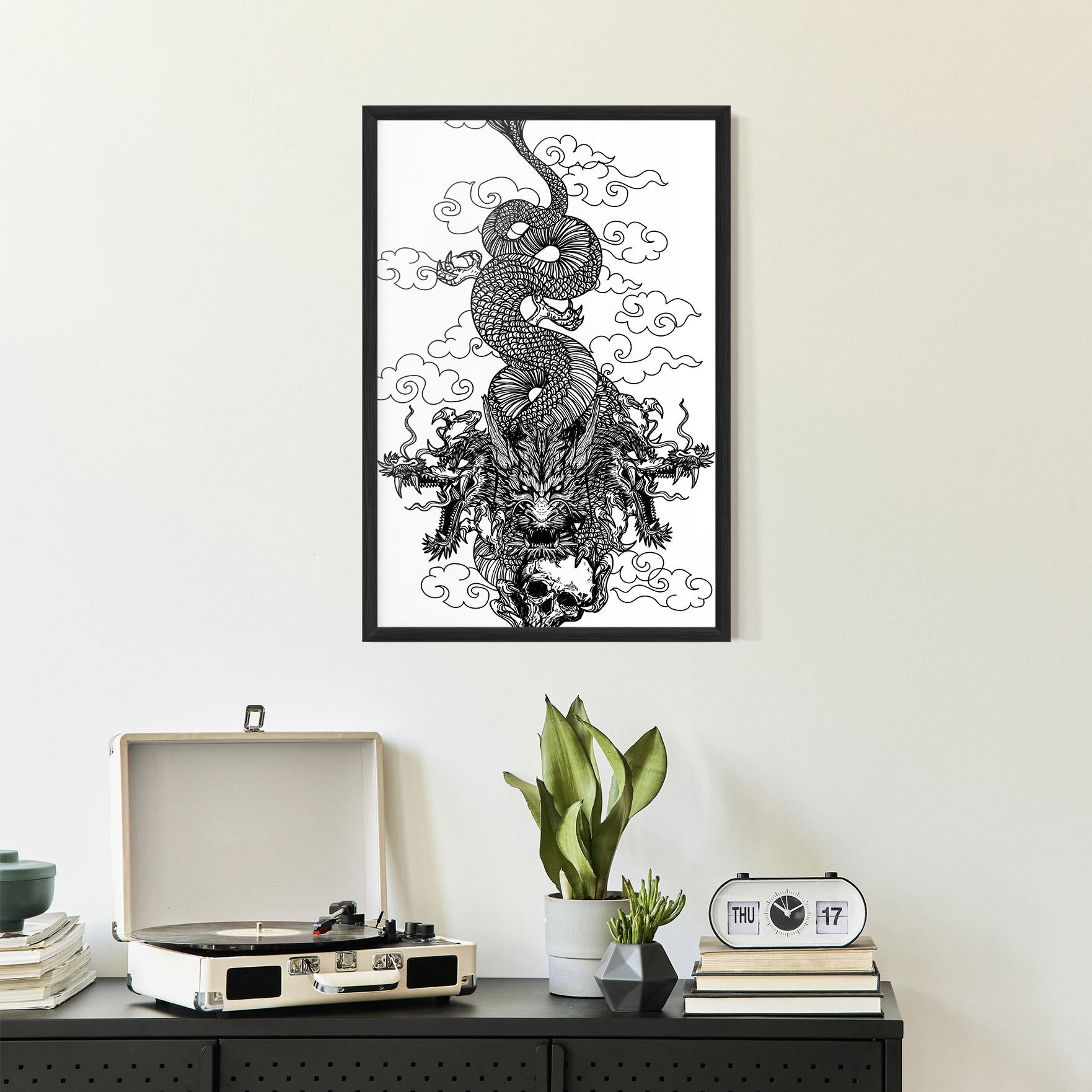 Poster Înrămat Skull Dragon mockup 2
