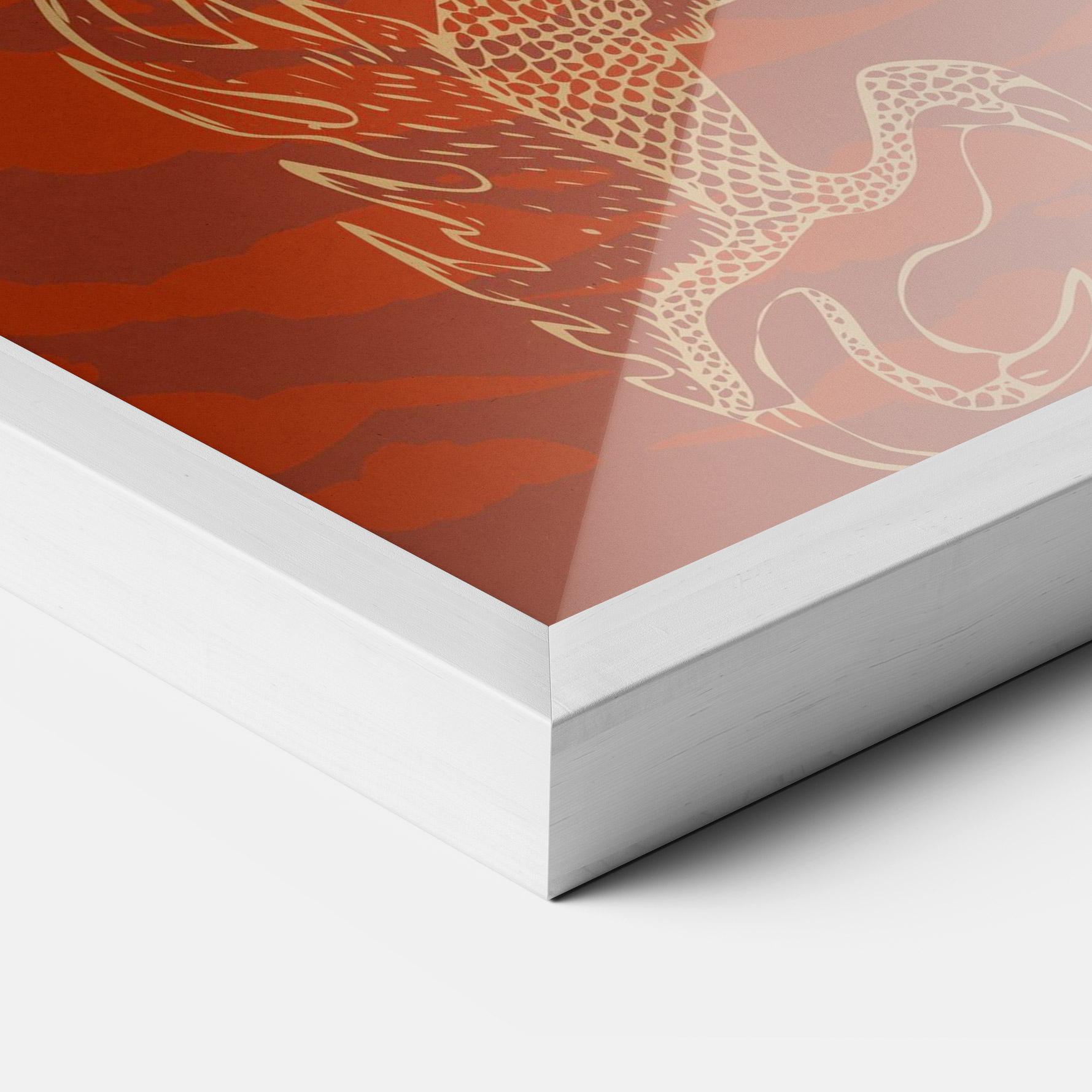Poster Înrămat Chinese Dragon Red mockup 3
