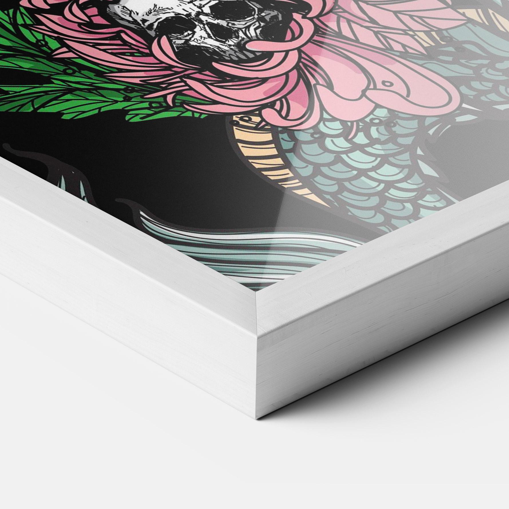 Poster Înrămat Flower Skull Dragon mockup 3
