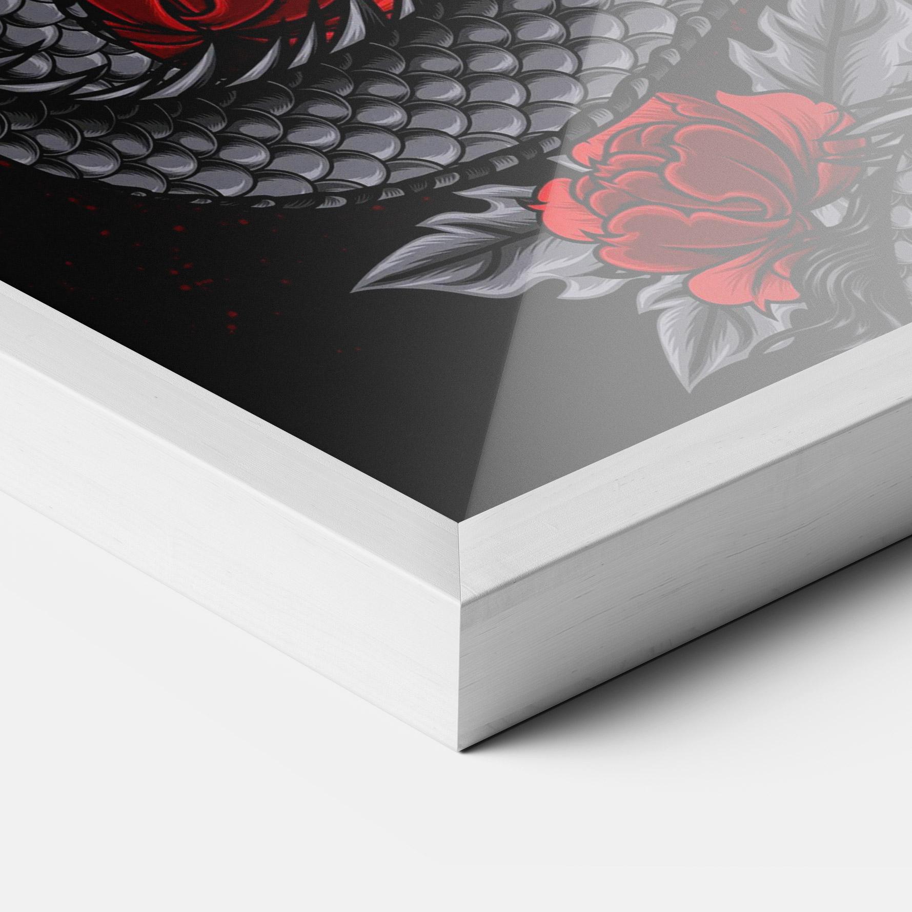 Poster Înrămat Red Flower Dragon mockup 3