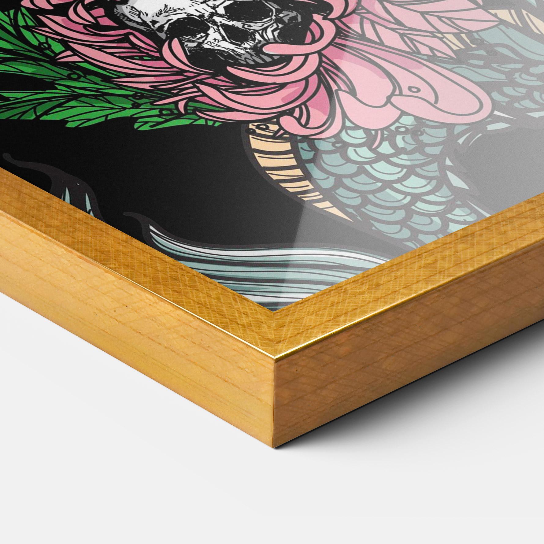 Poster Înrămat Flower Skull Dragon mockup 3