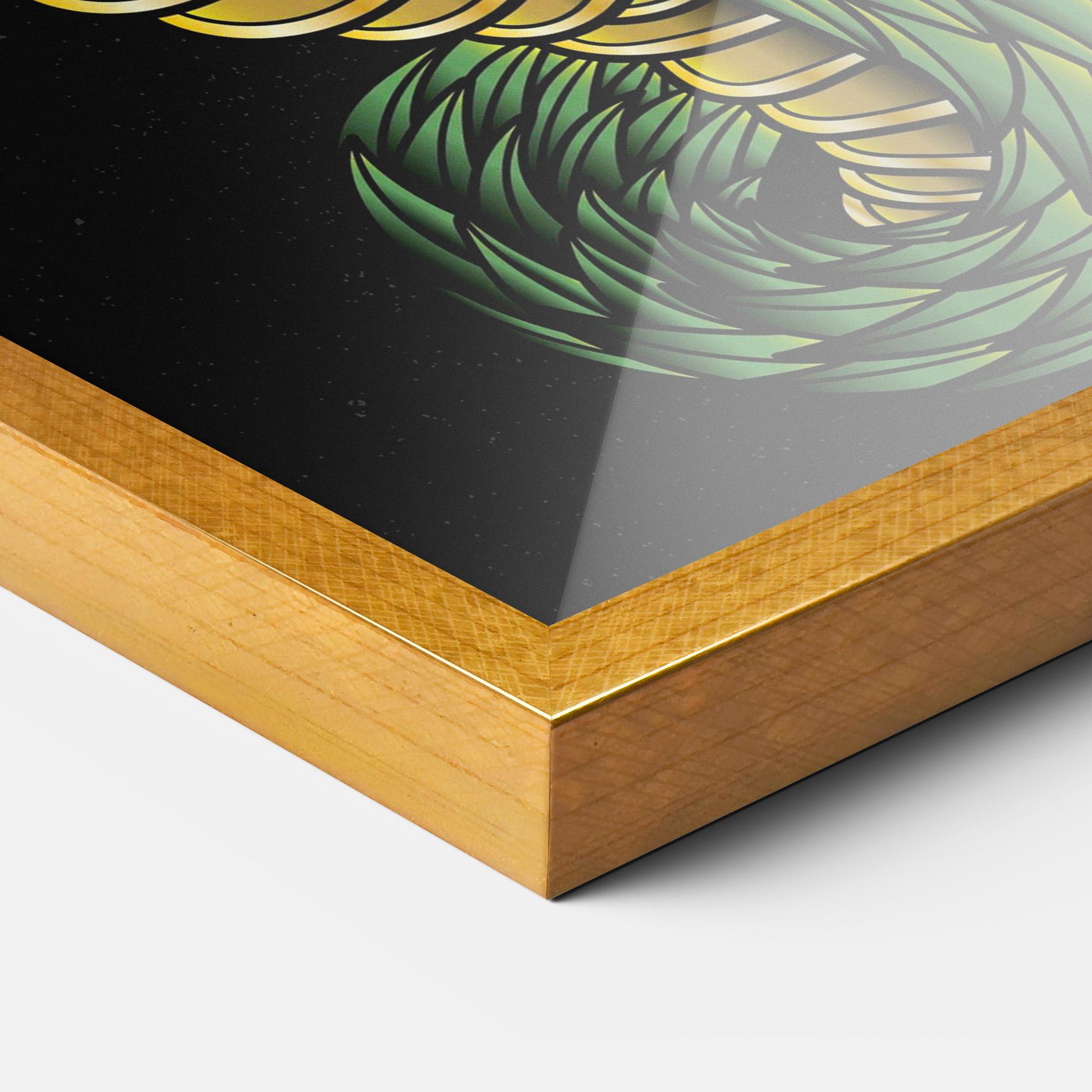 Poster Înrămat Green Yellow Dragon mockup 3