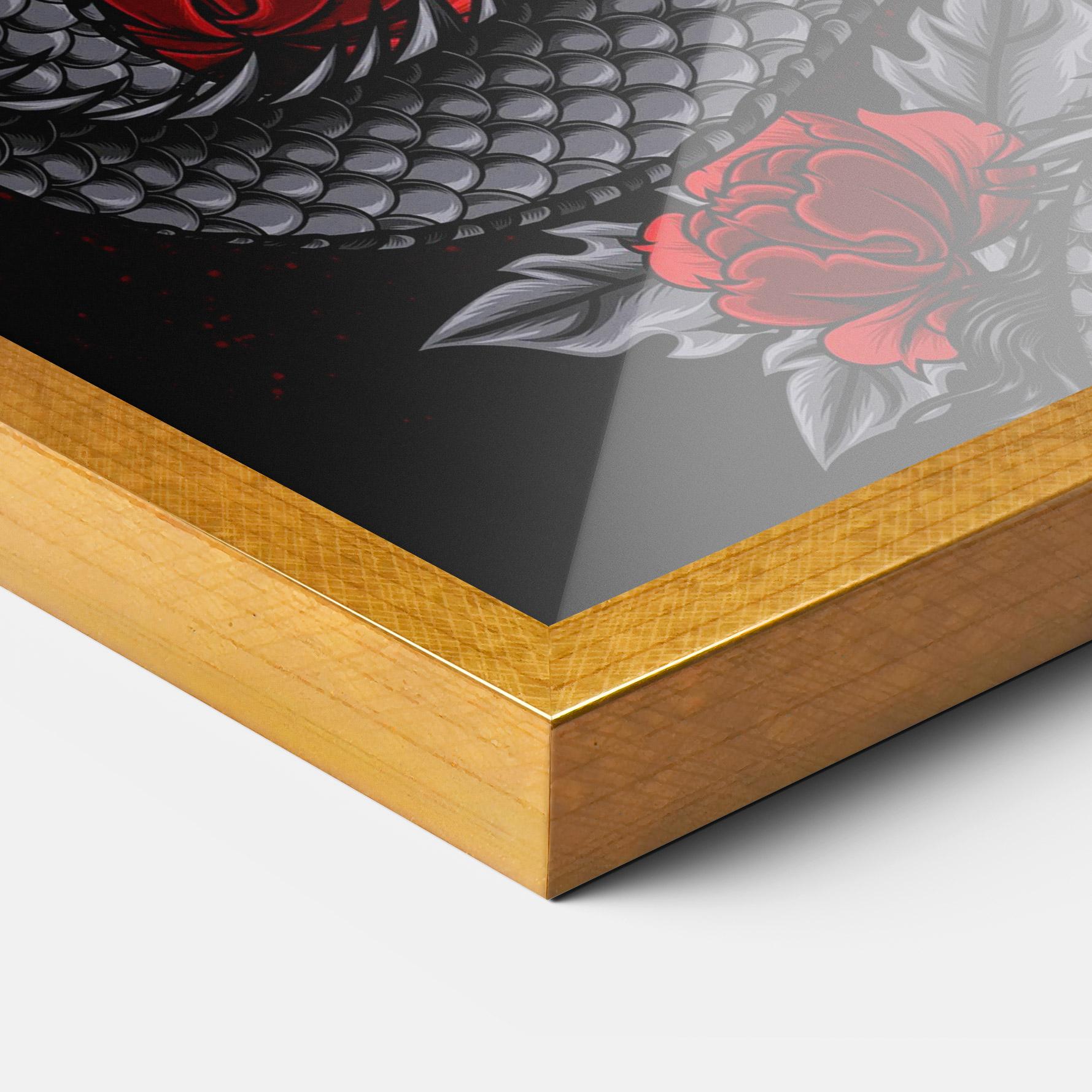 Poster Înrămat Red Flower Dragon mockup 3