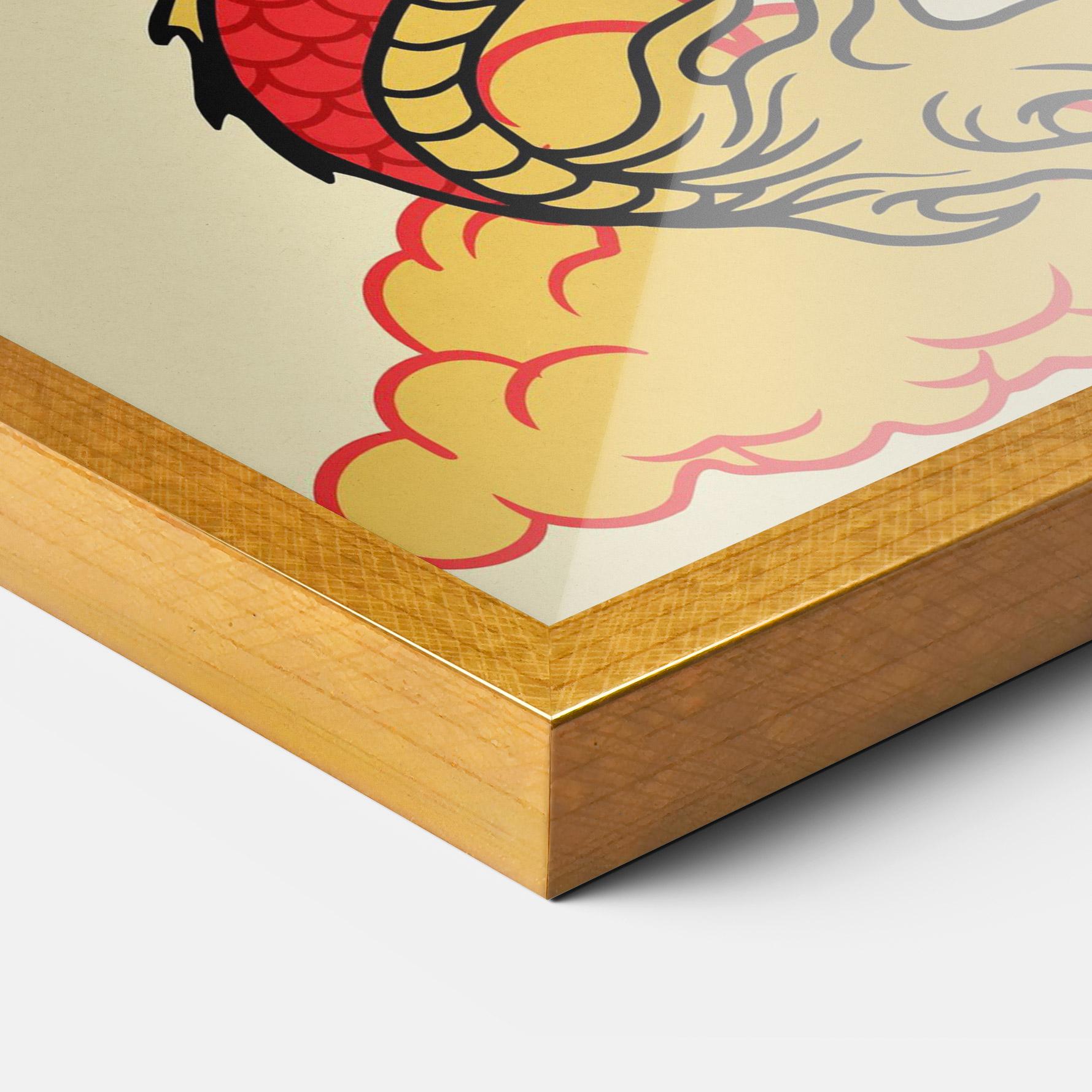 Poster Înrămat Red Yellow Dragon mockup 3