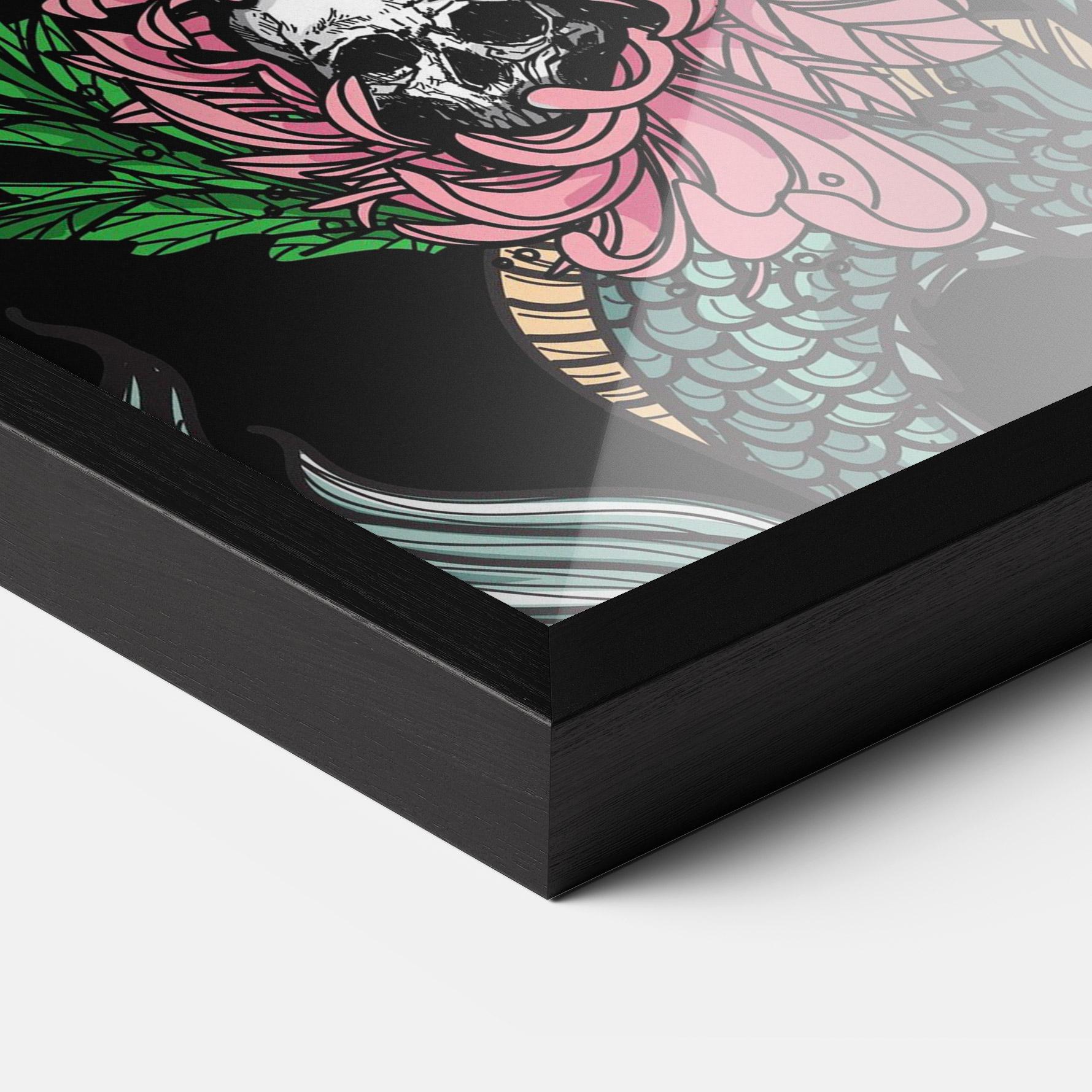 Poster Înrămat Flower Skull Dragon mockup 3