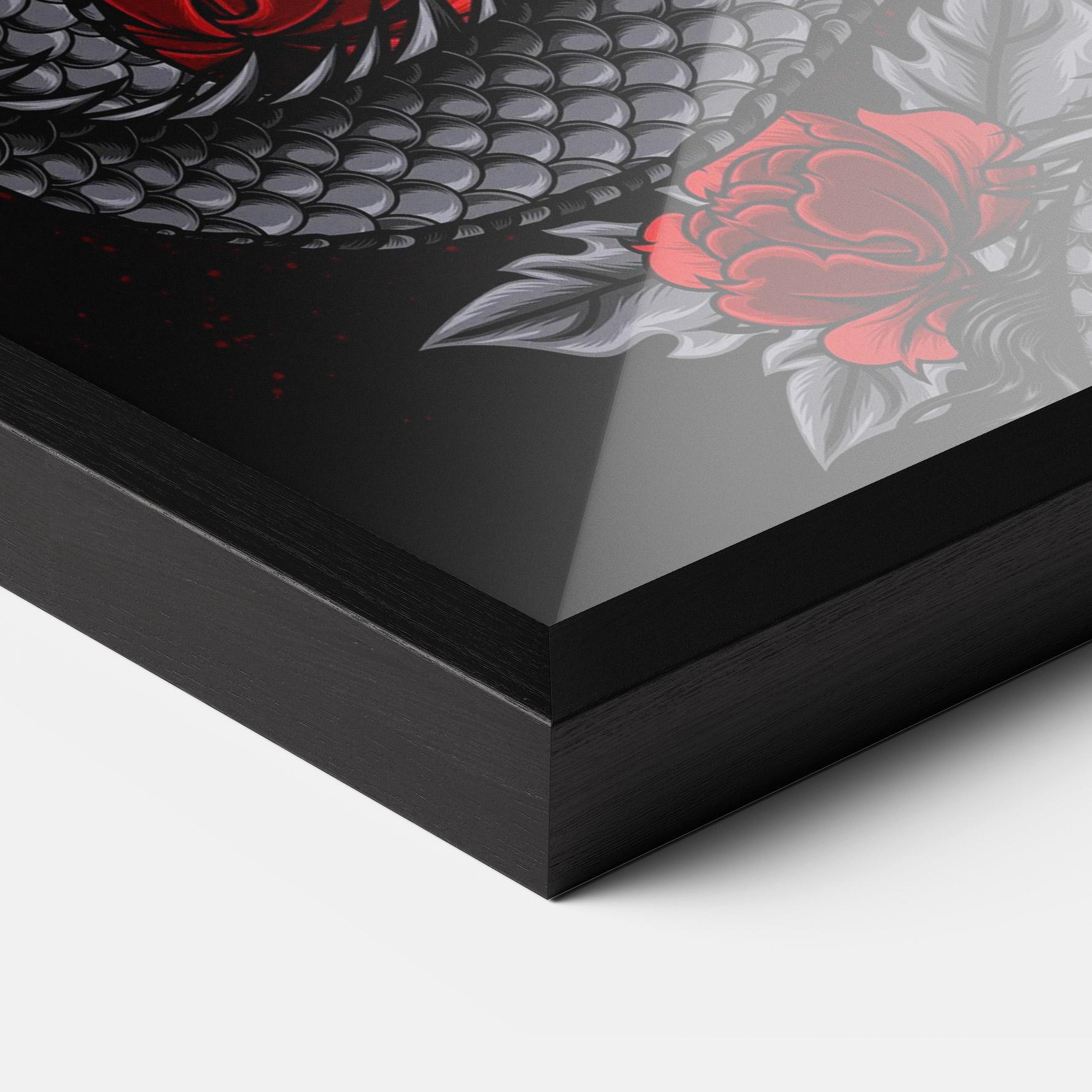 Poster Înrămat Red Flower Dragon mockup 3