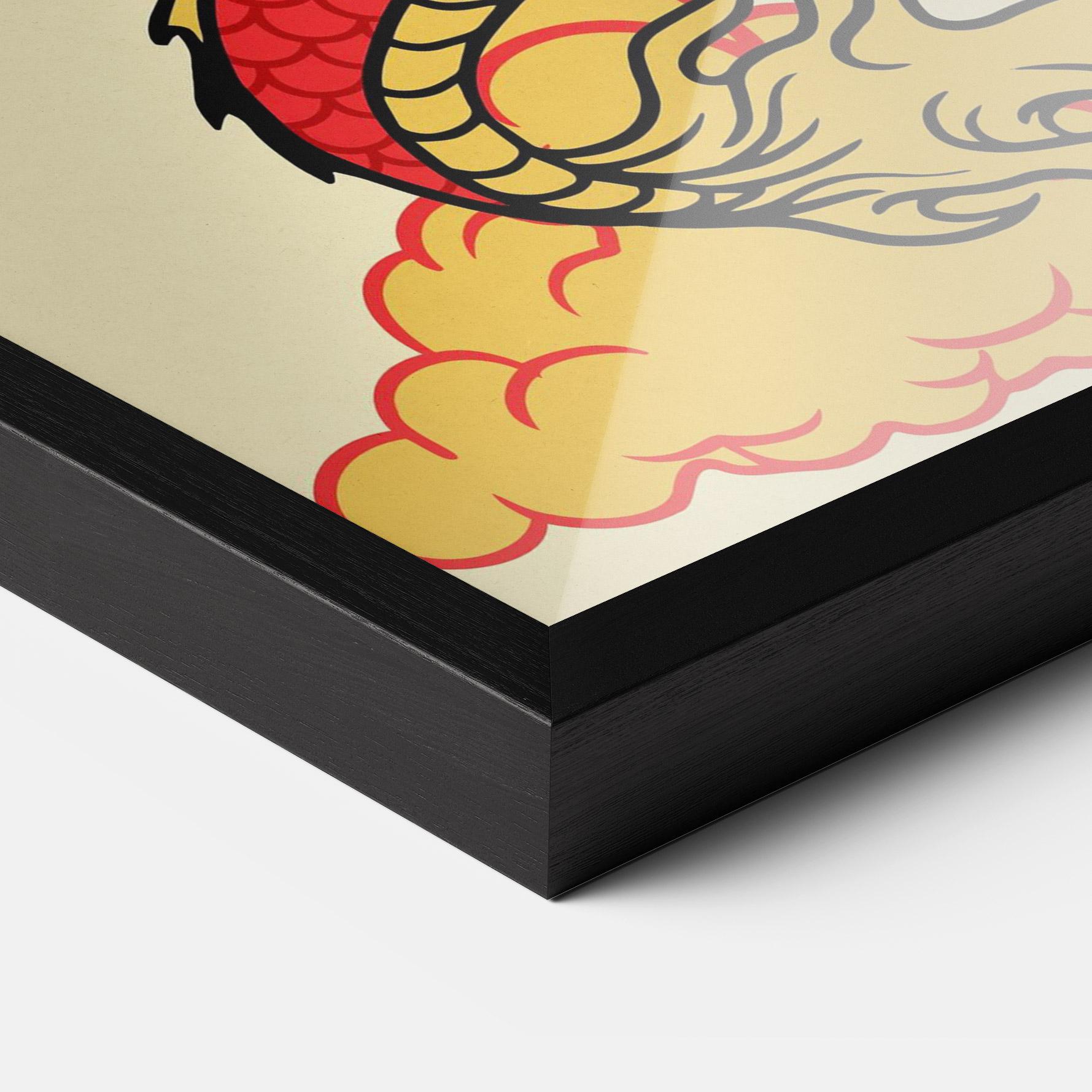 Poster Înrămat Red Yellow Dragon mockup 3