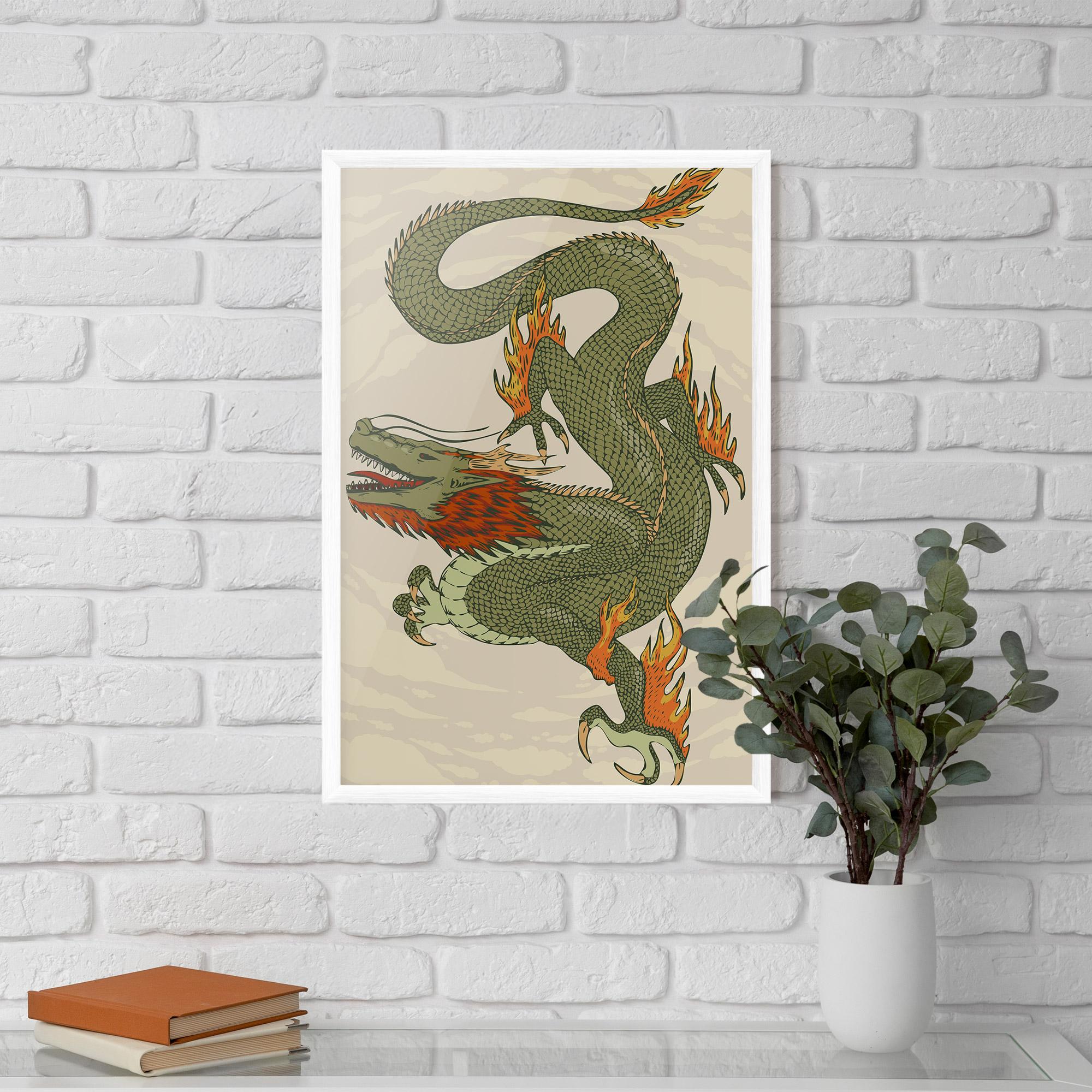 Poster Înrămat Chinese Dragon Green mockup 5