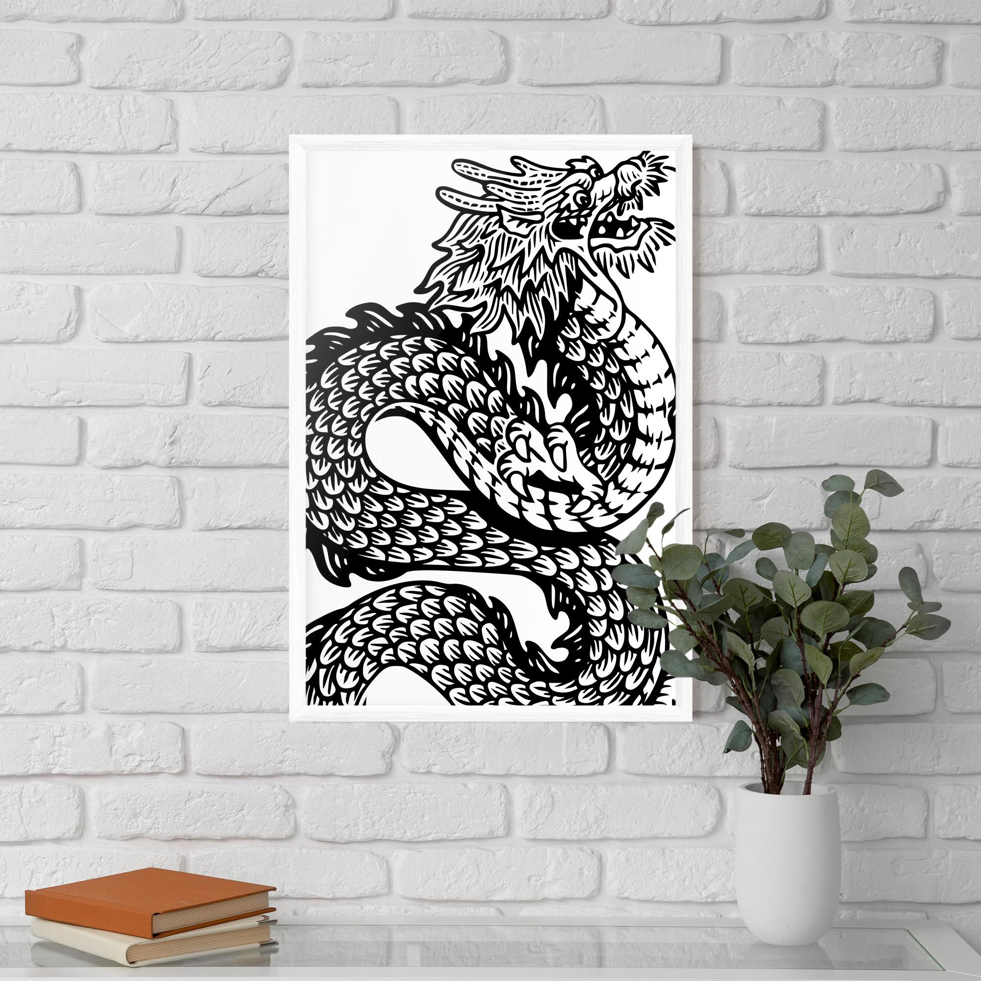 Poster Înrămat Dragon Black Line mockup 5