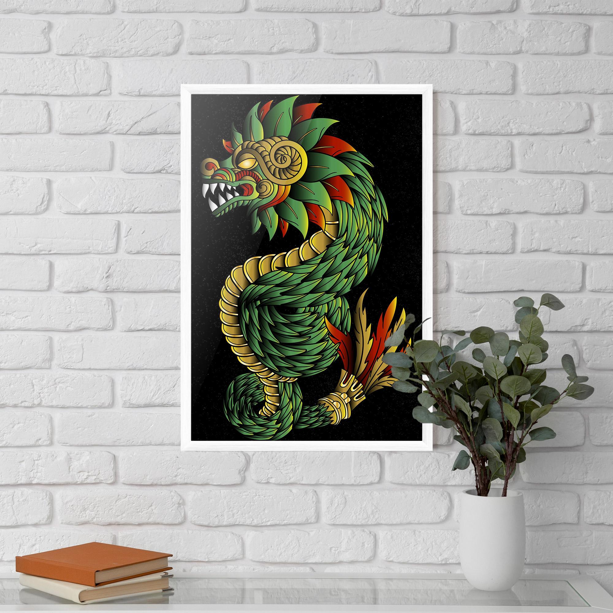 Poster Înrămat Green Yellow Dragon mockup 5