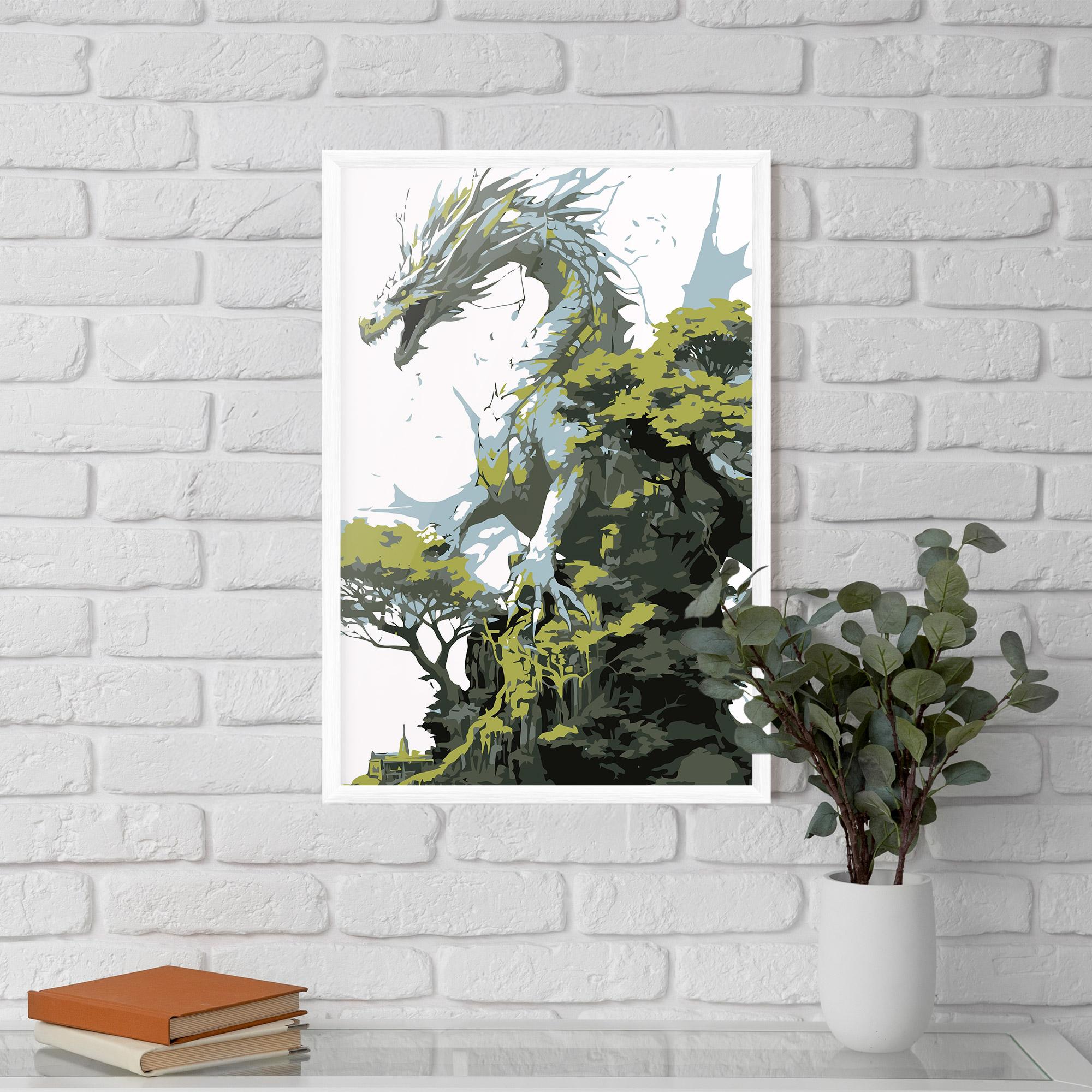 Poster Înrămat Grey Nature Dragon mockup 5