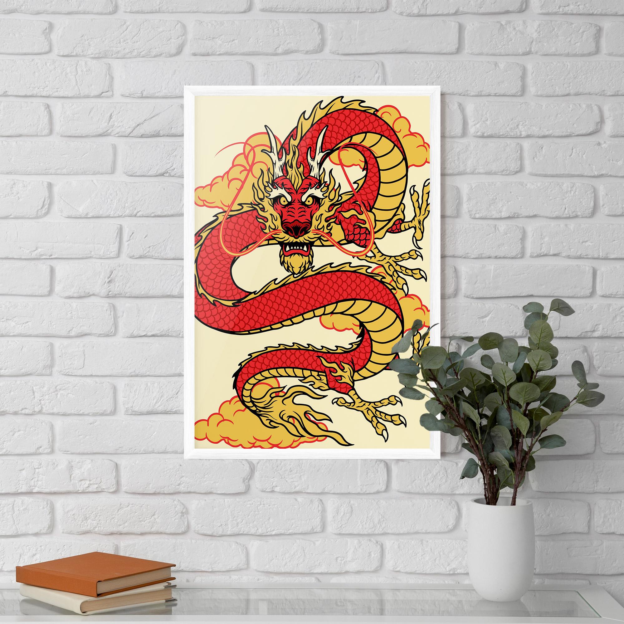 Poster Înrămat Red Yellow Dragon mockup 5