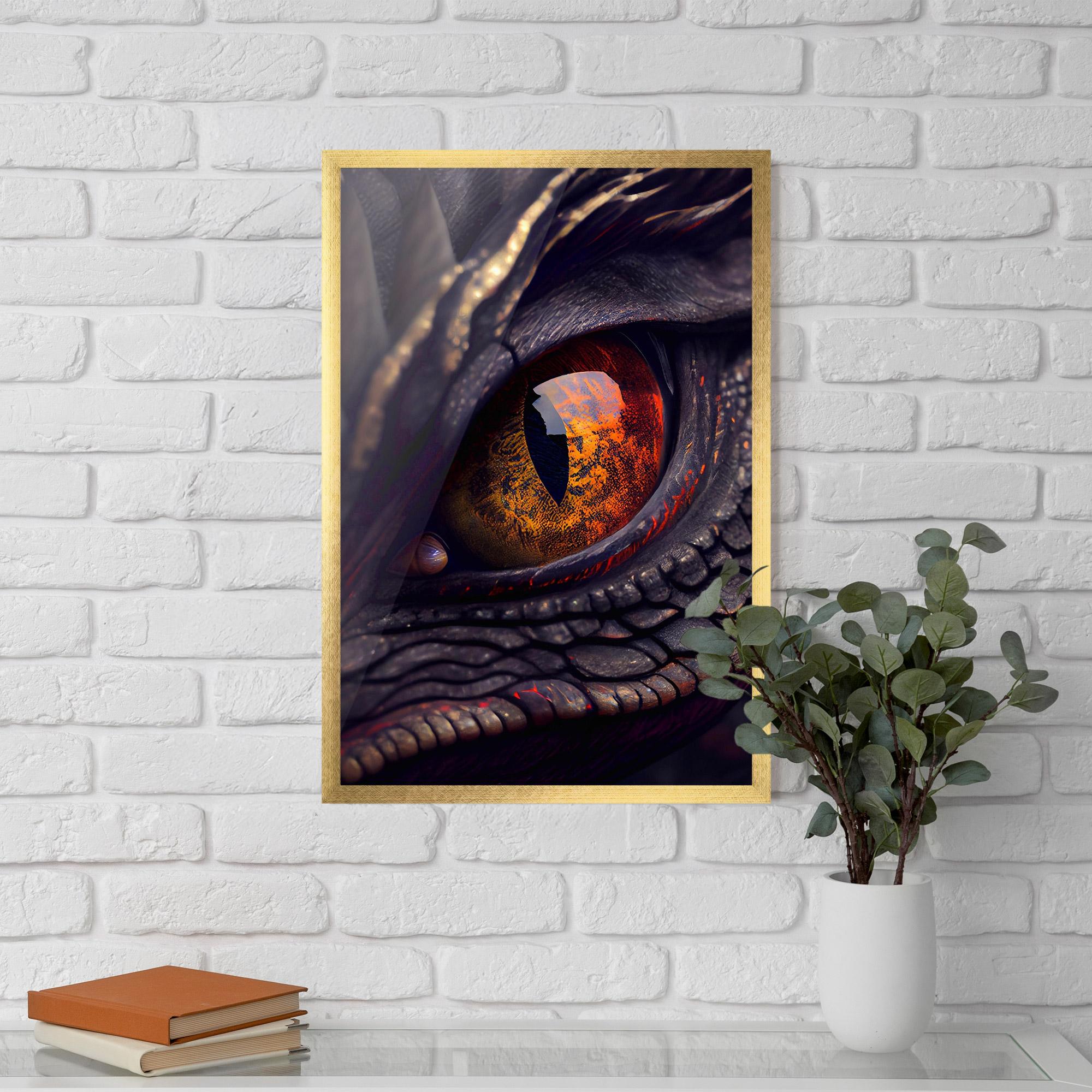 Poster Înrămat Close Up Red Eye Dragon mockup 5