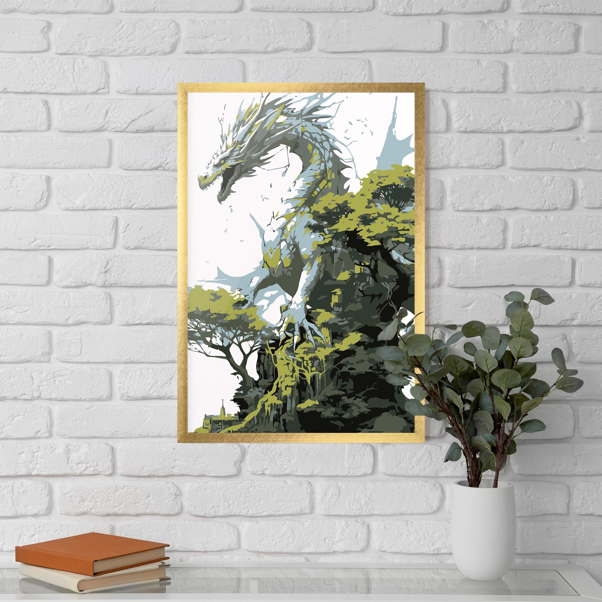 Poster Înrămat Grey Nature Dragon mockup 5