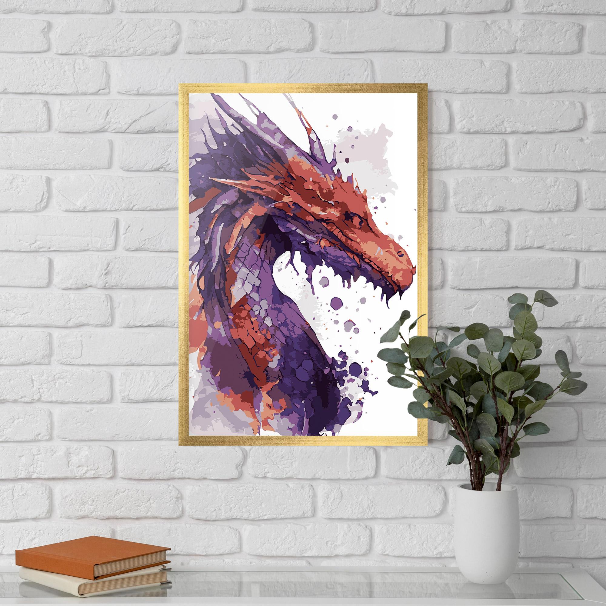 Poster Înrămat Orange Purple Dragon mockup 5