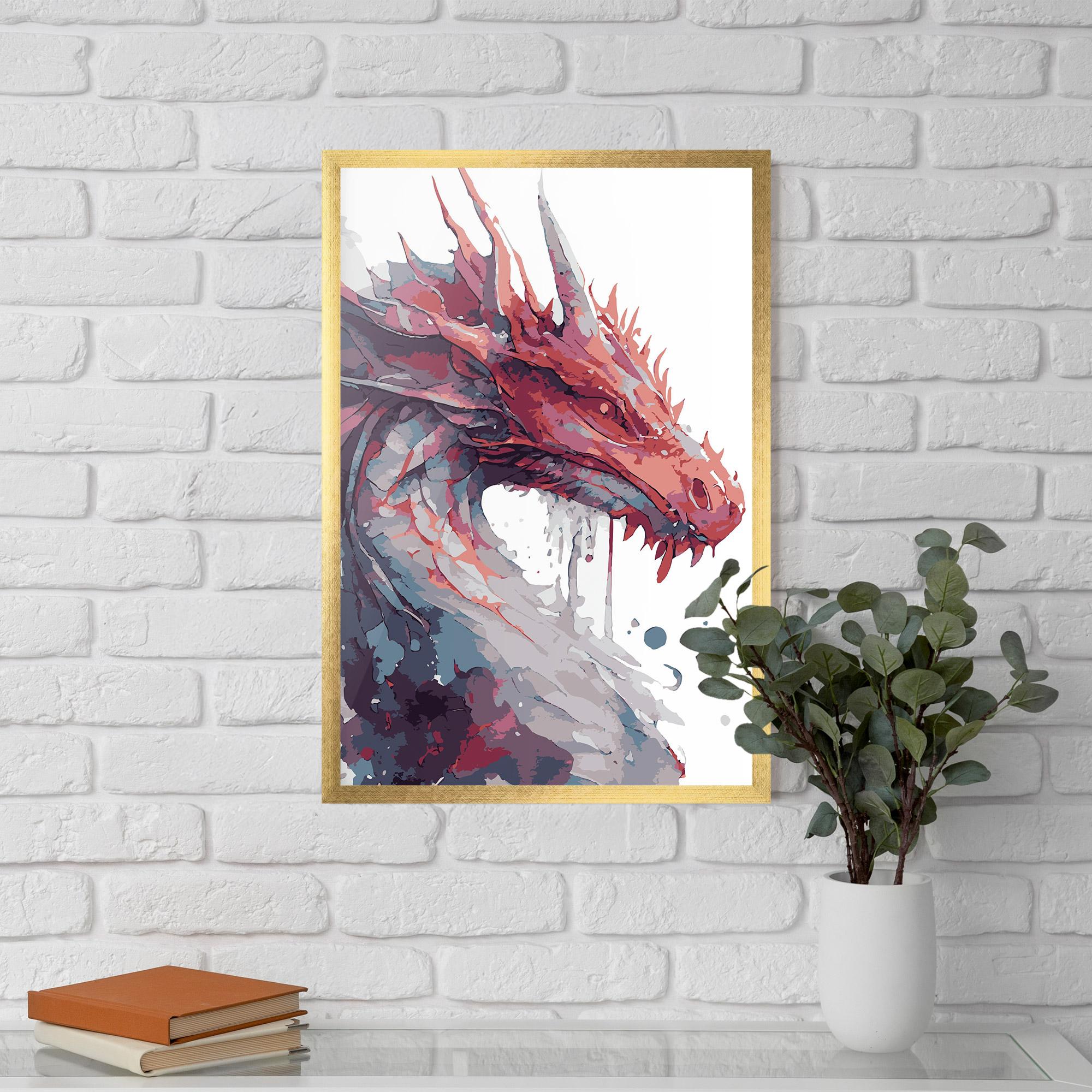 Poster Înrămat Red Blue Dragon mockup 5