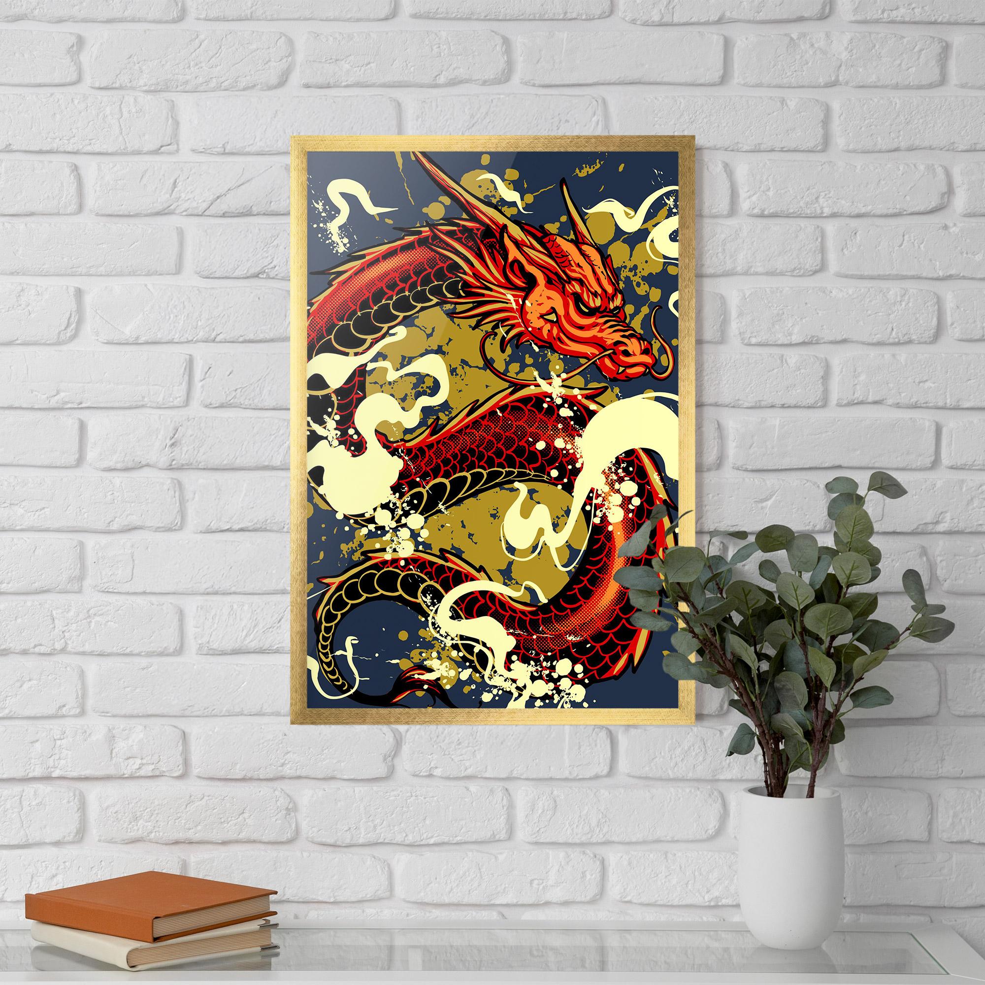 Poster Înrămat Red Cream Dragon mockup 5
