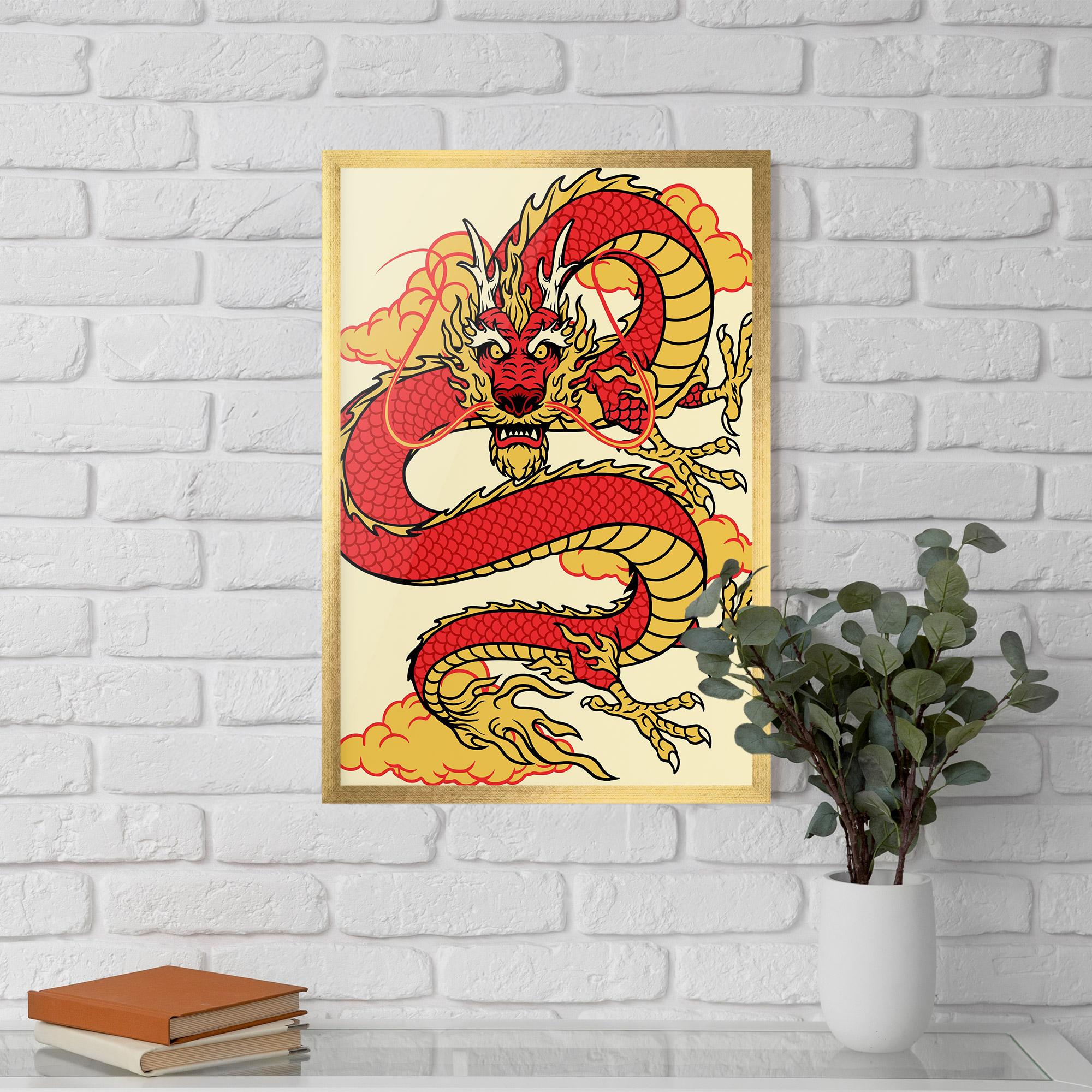 Poster Înrămat Red Yellow Dragon mockup 5