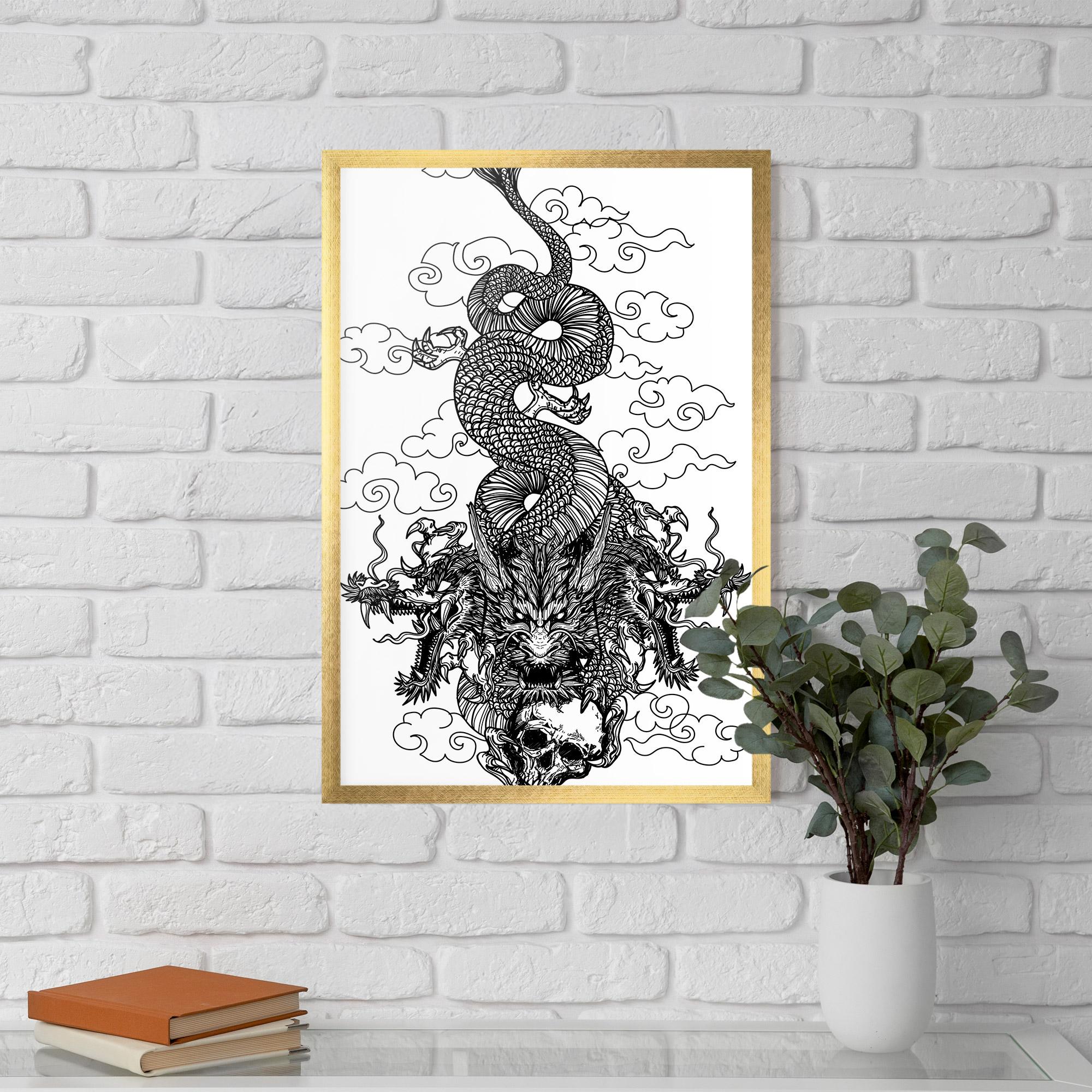 Poster Înrămat Skull Dragon mockup 5