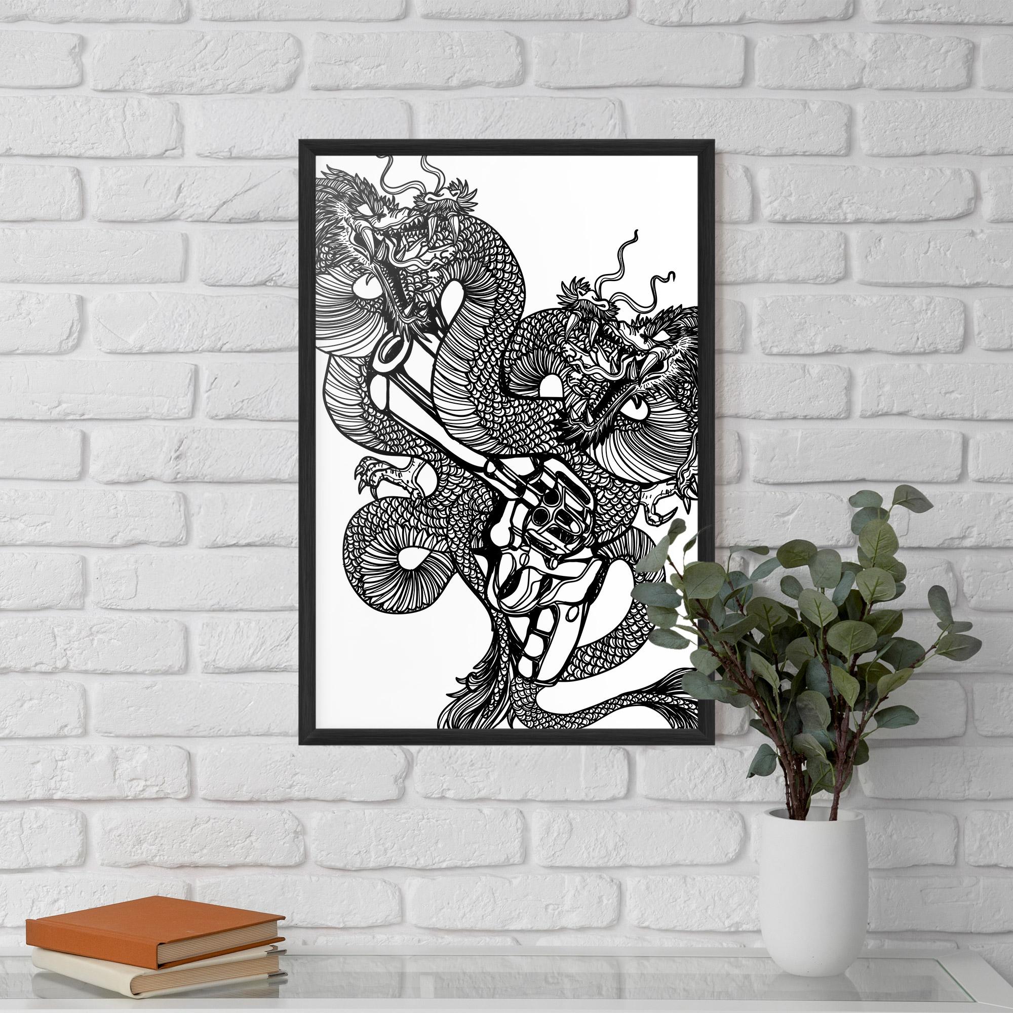 Poster Înrămat Dragon Gun mockup 5