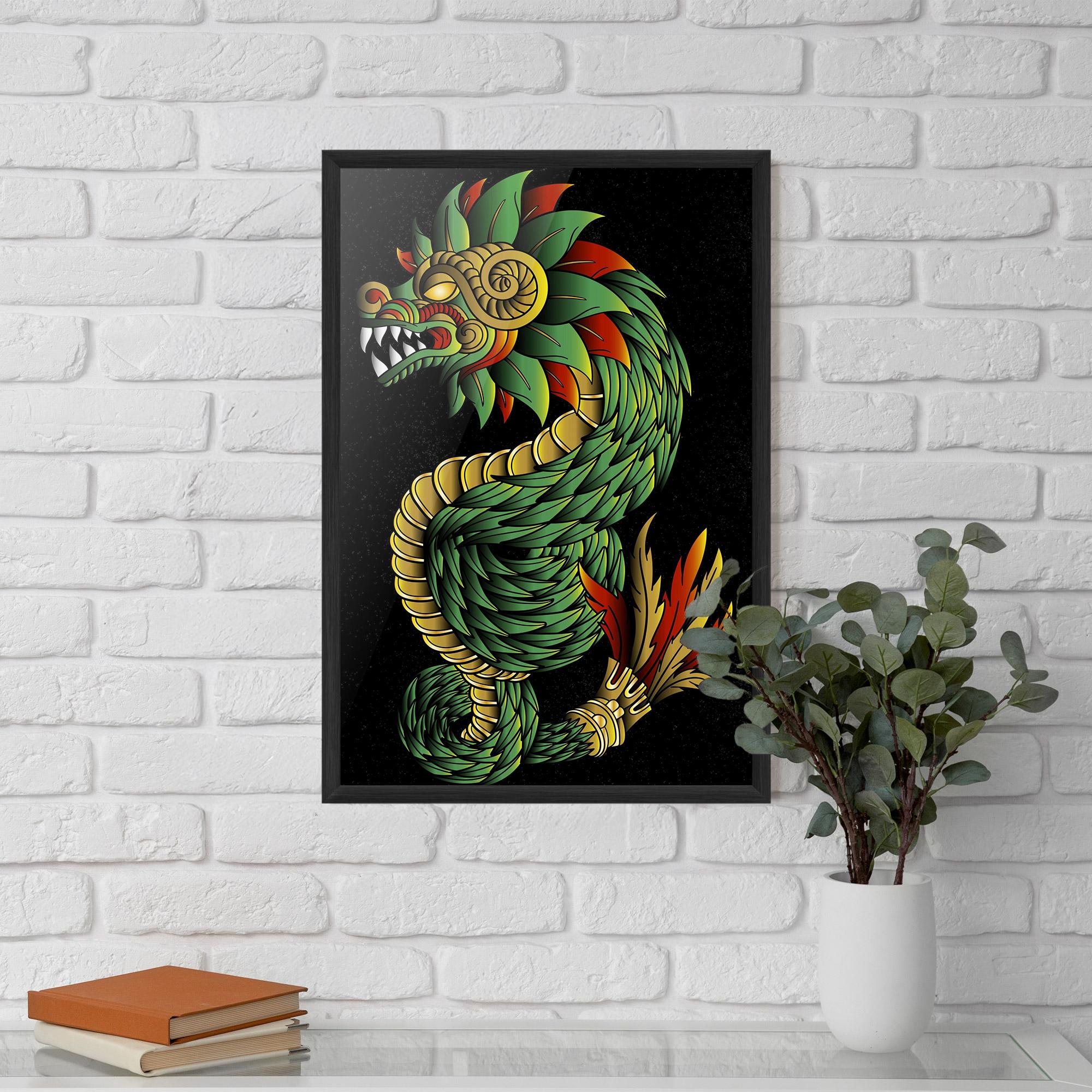 Poster Înrămat Green Yellow Dragon mockup 5