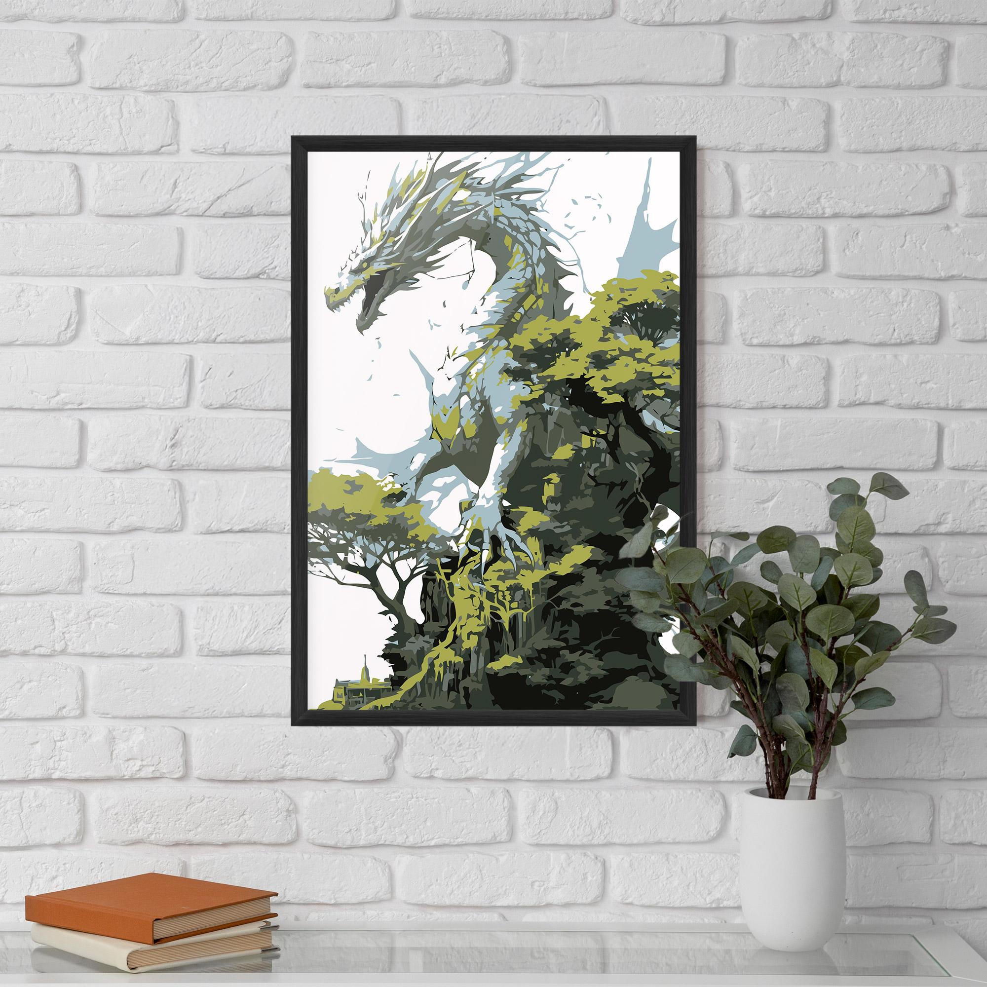 Poster Înrămat Grey Nature Dragon mockup 5