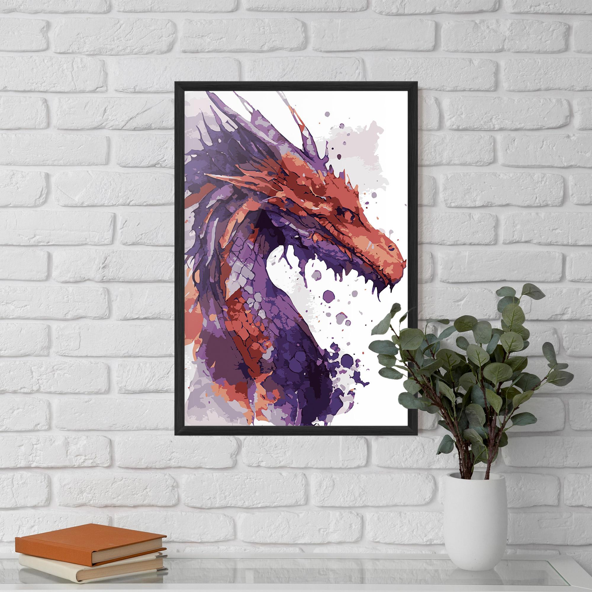 Poster Înrămat Orange Purple Dragon mockup 5