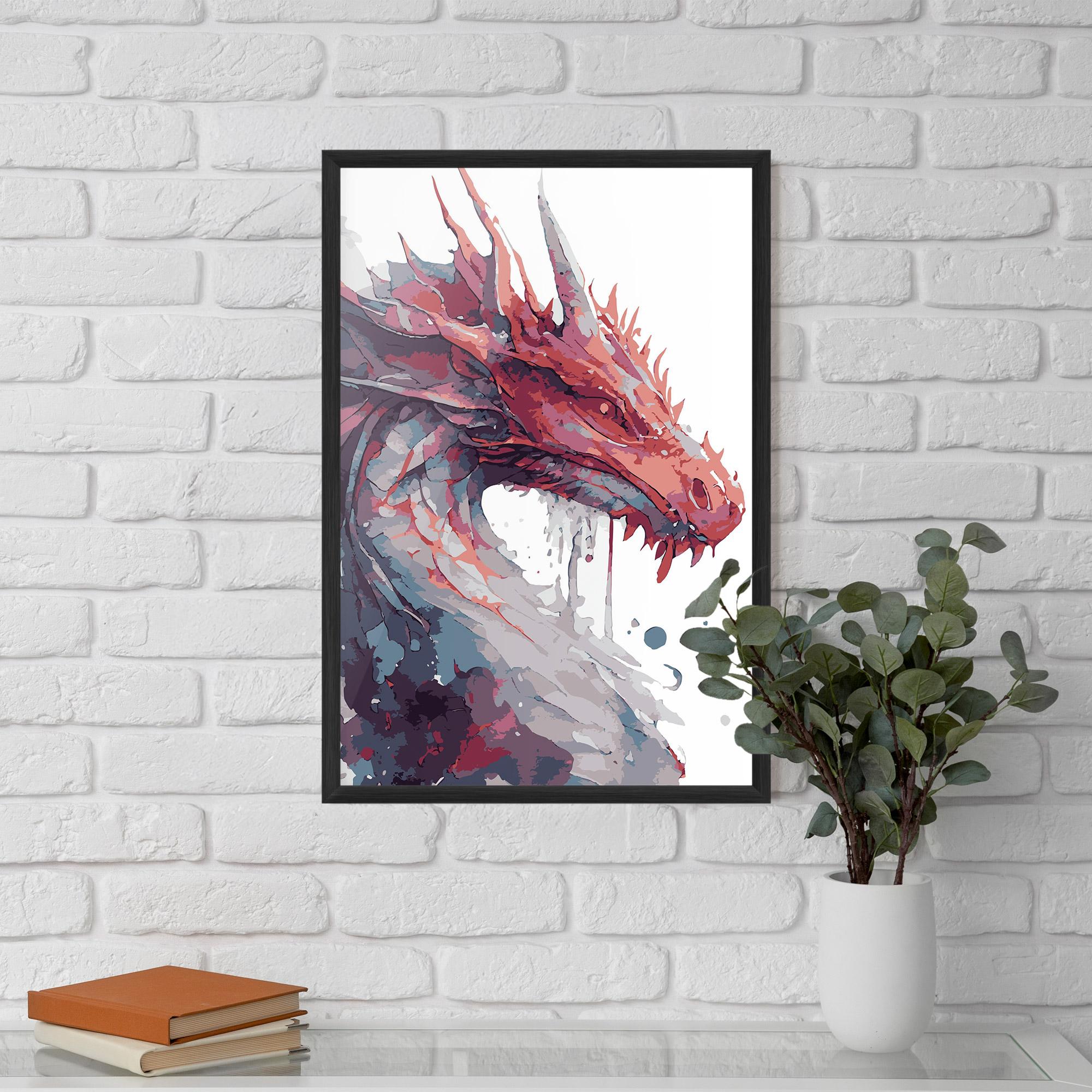 Poster Înrămat Red Blue Dragon mockup 5