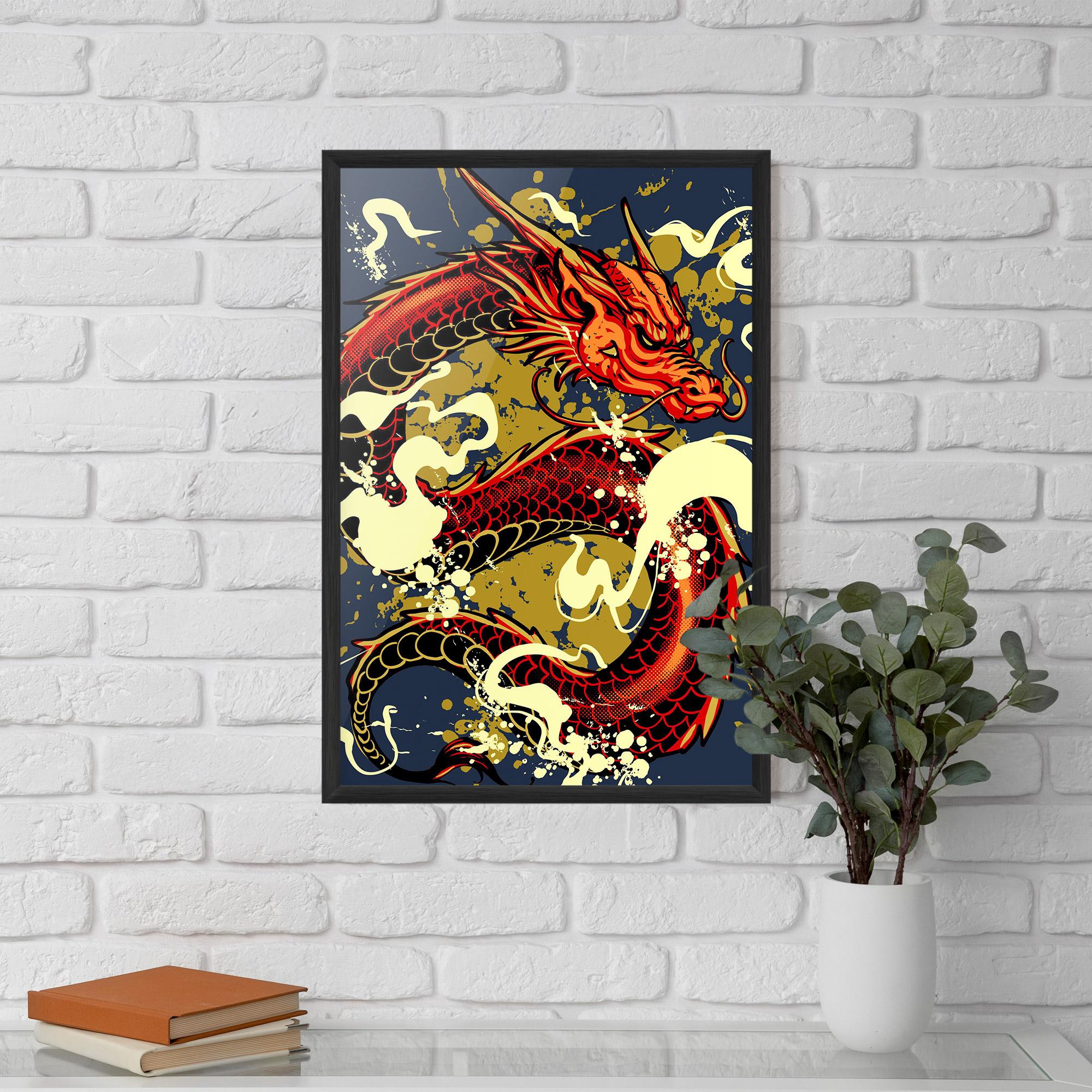 Poster Înrămat Red Cream Dragon mockup 5