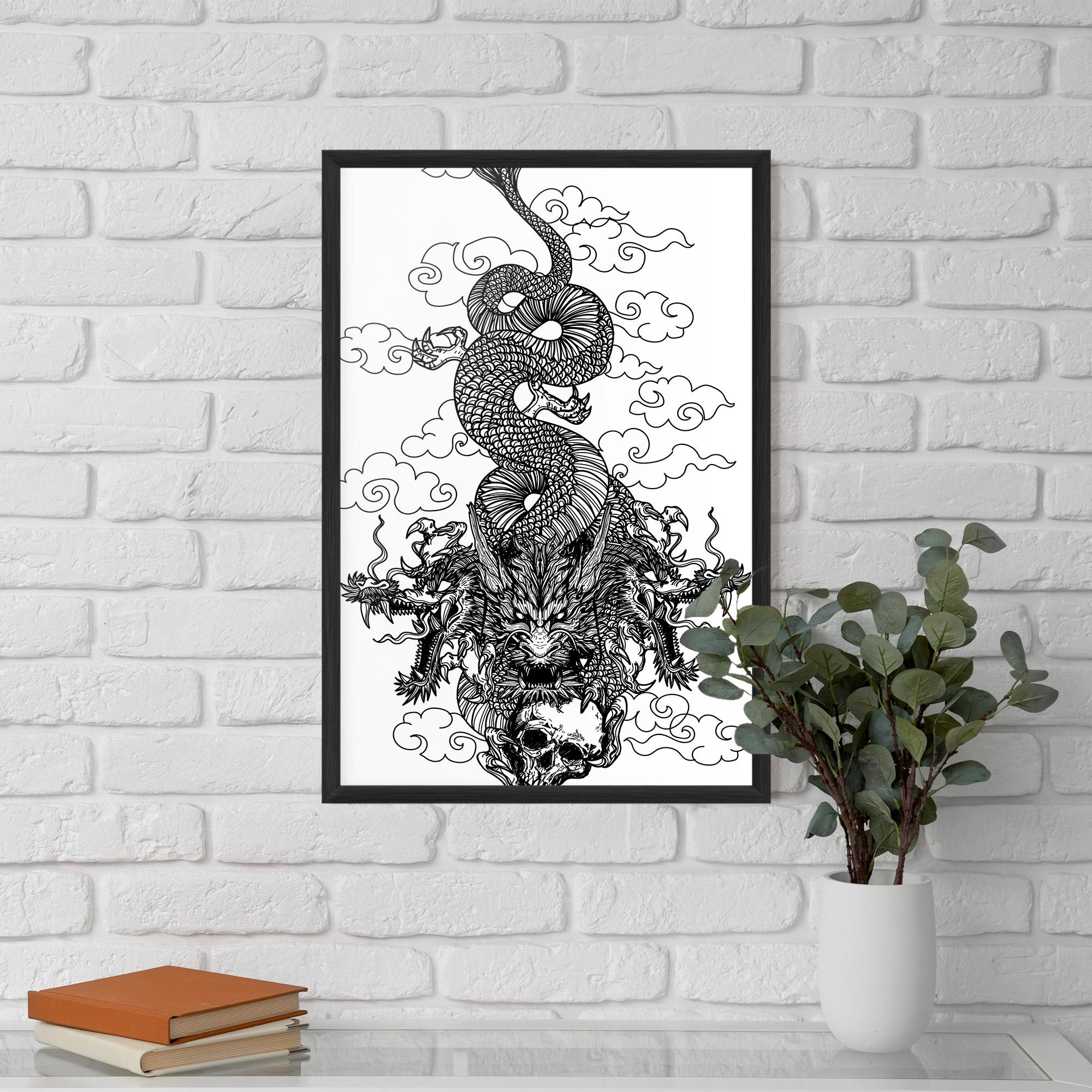 Poster Înrămat Skull Dragon mockup 5