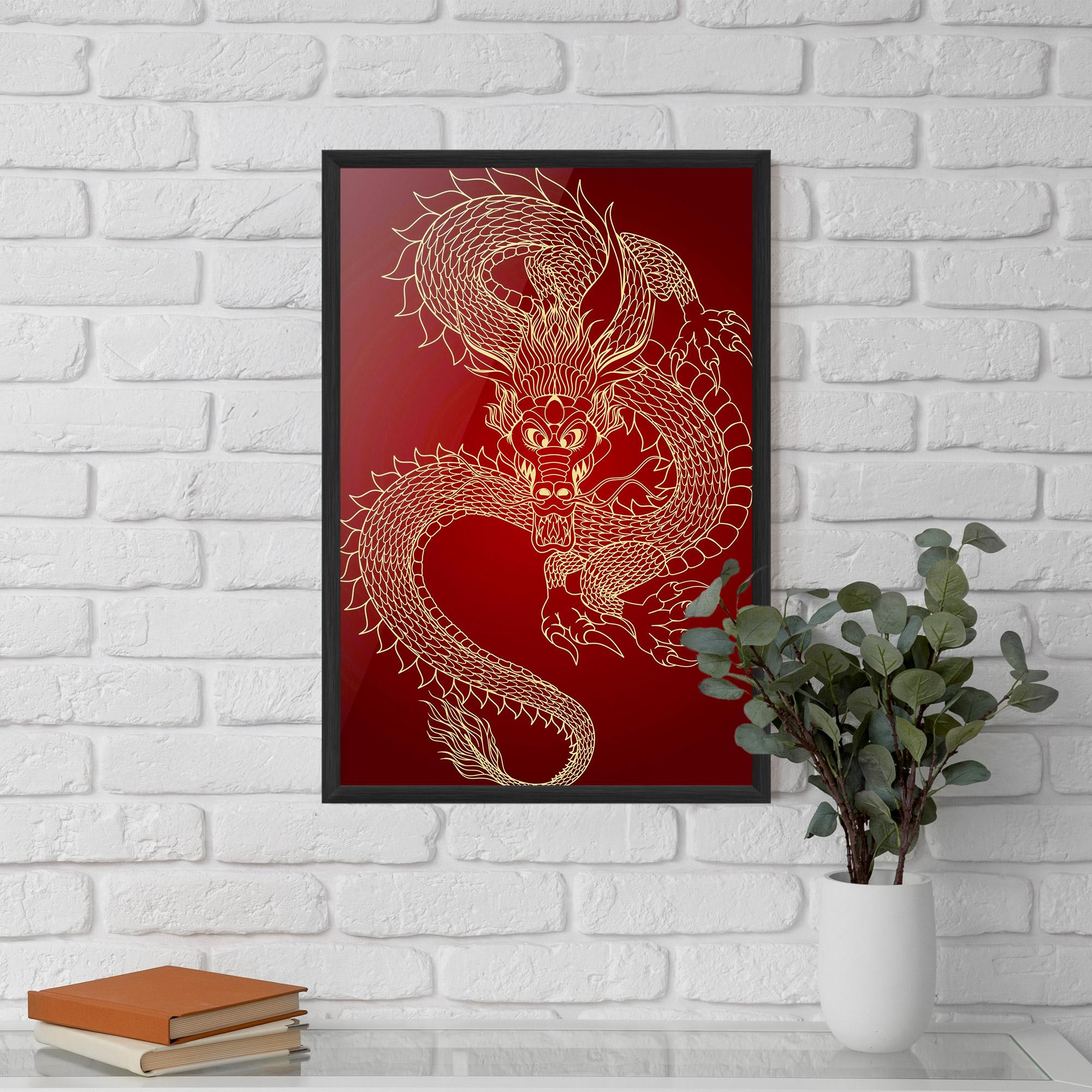 Poster Înrămat Traditional Dragon mockup 5