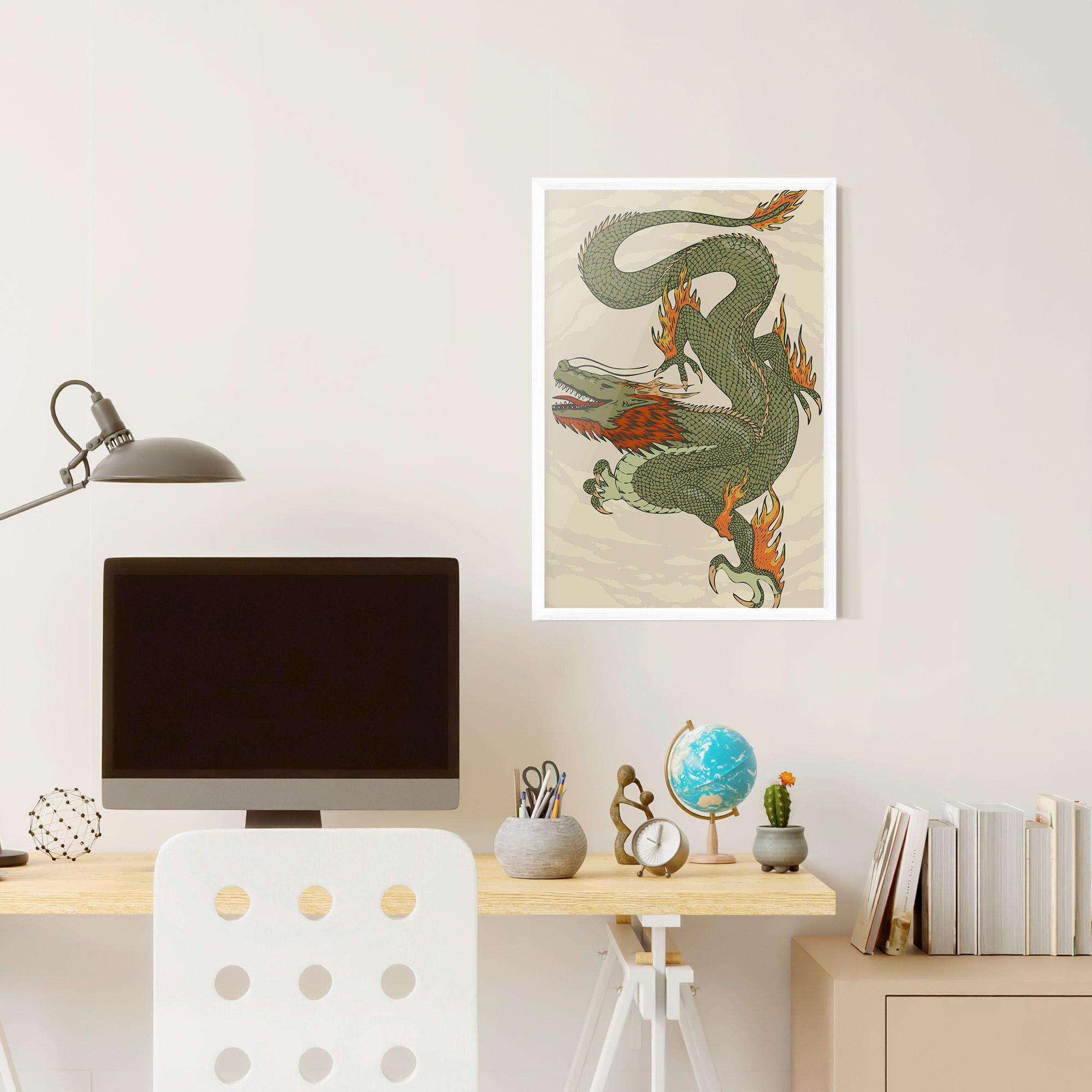 Poster Înrămat Chinese Dragon Green mockup 6