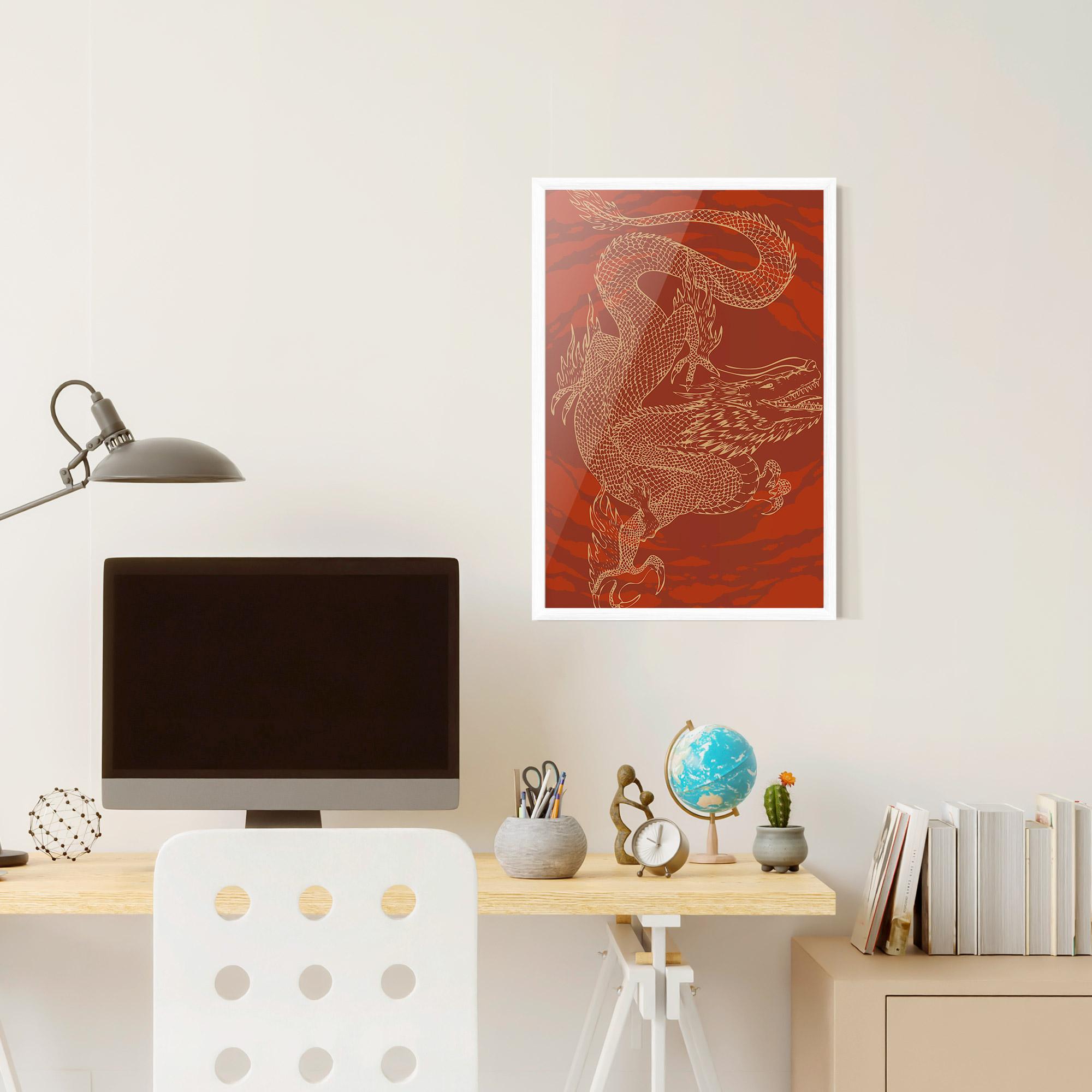Poster Înrămat Chinese Dragon Red mockup 6