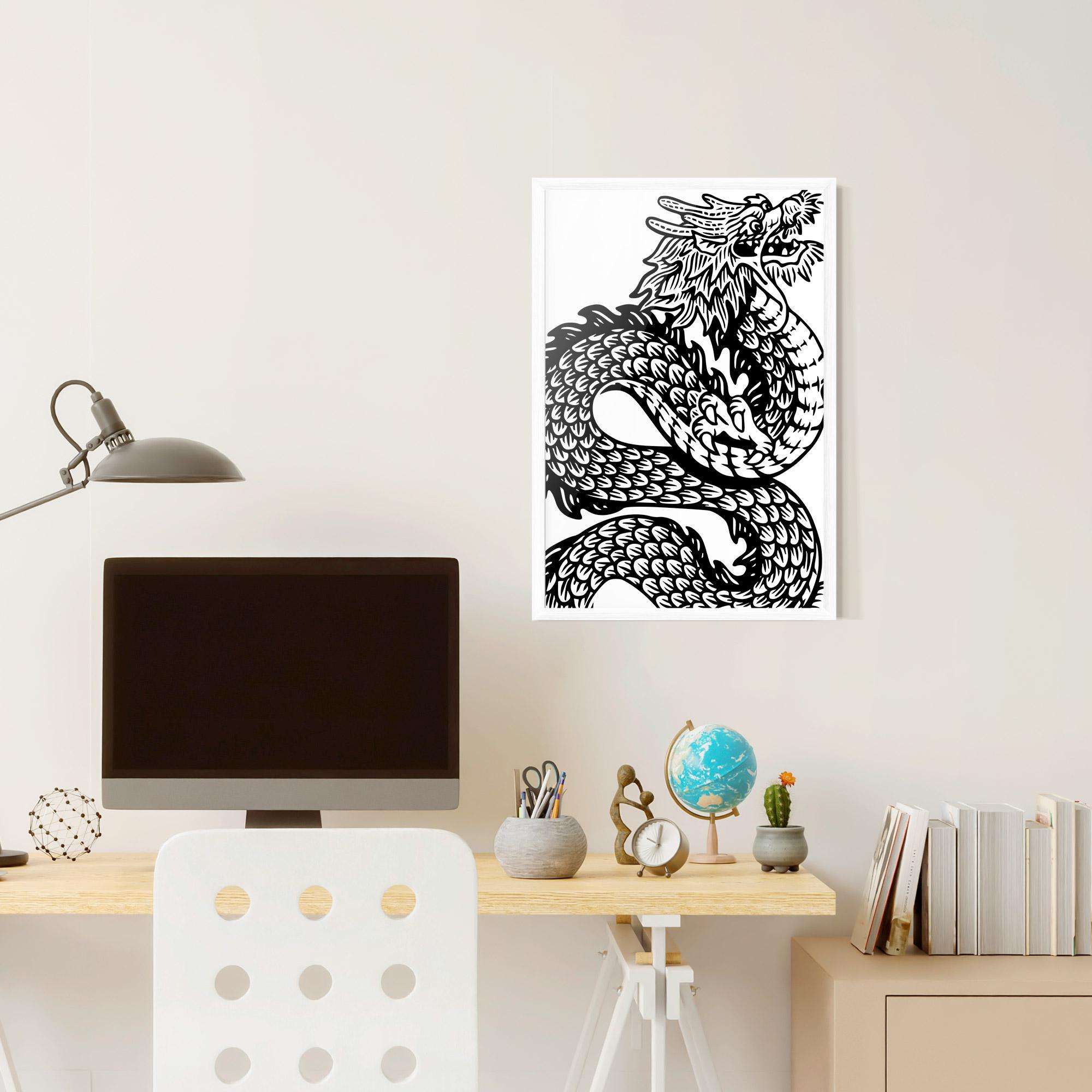 Poster Înrămat Dragon Black Line mockup 6