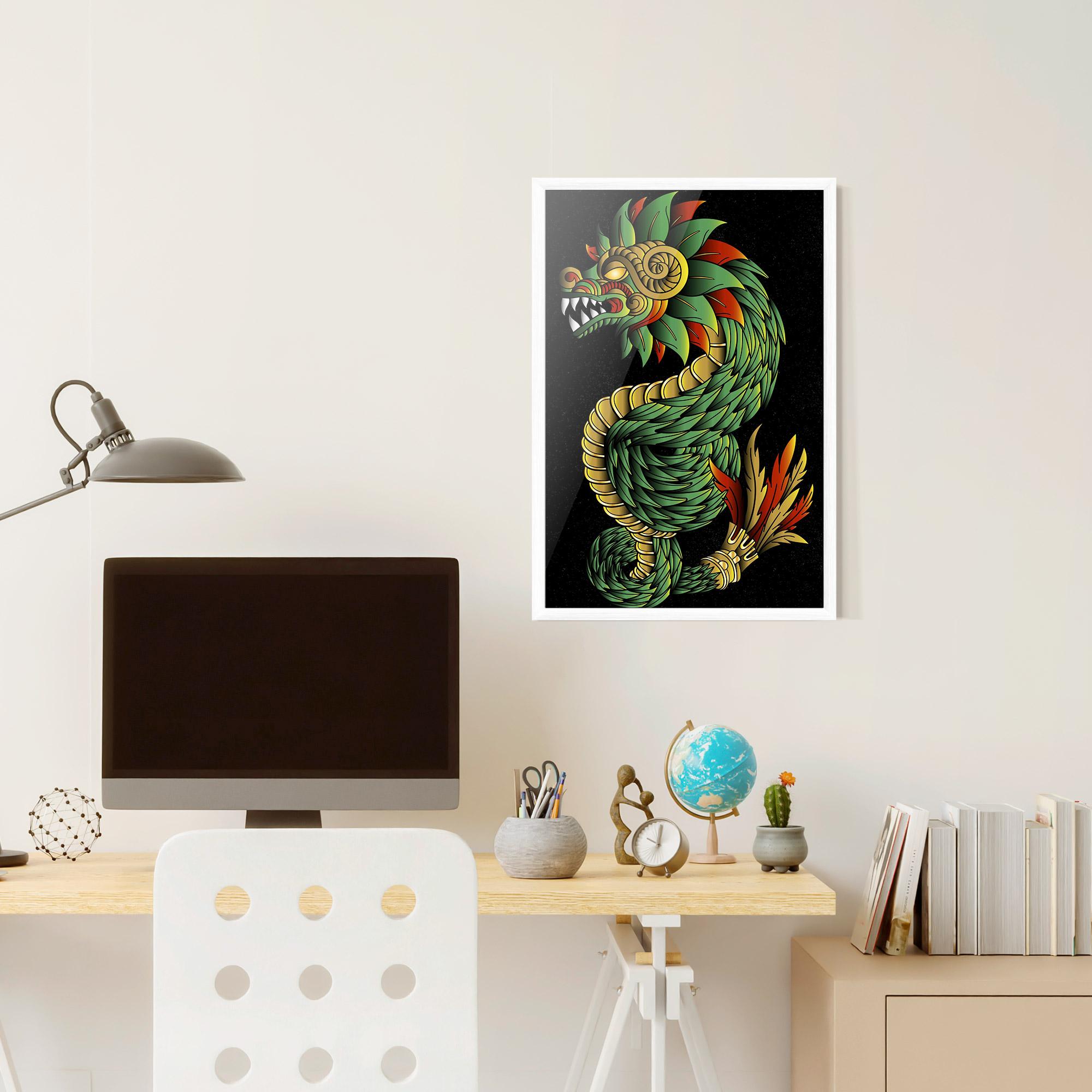 Poster Înrămat Green Yellow Dragon mockup 6