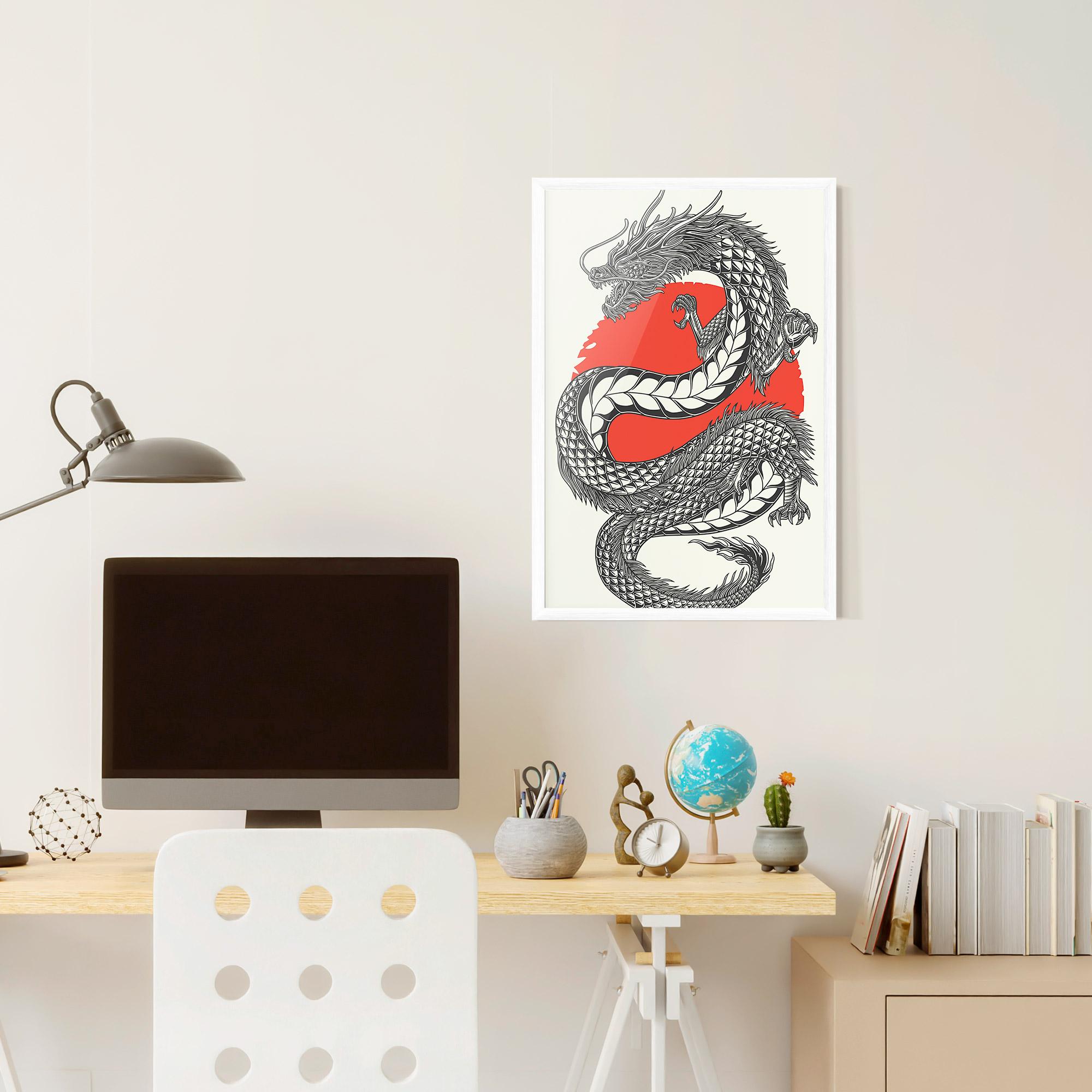 Poster Înrămat Red Moon Dragon mockup 6