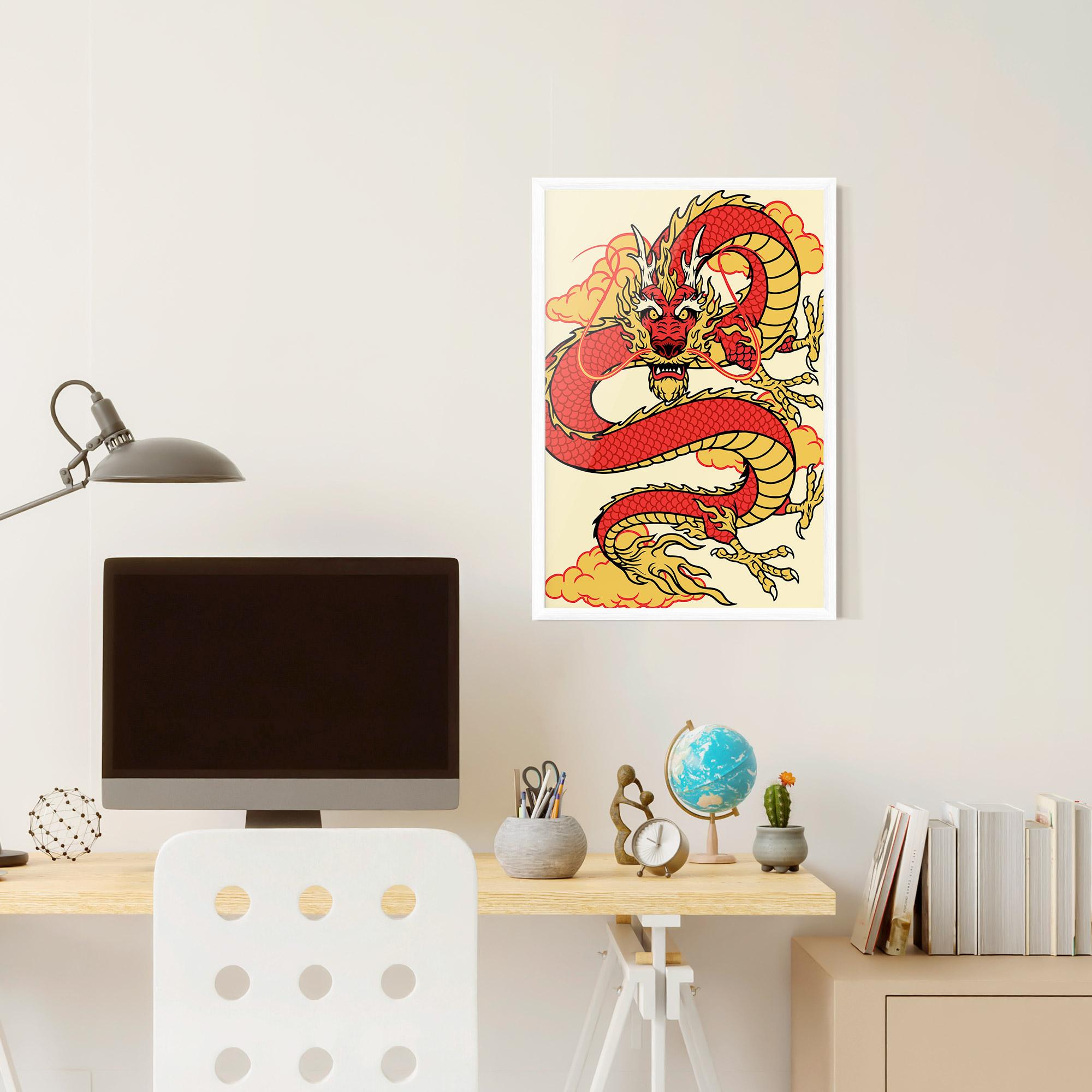Poster Înrămat Red Yellow Dragon mockup 6