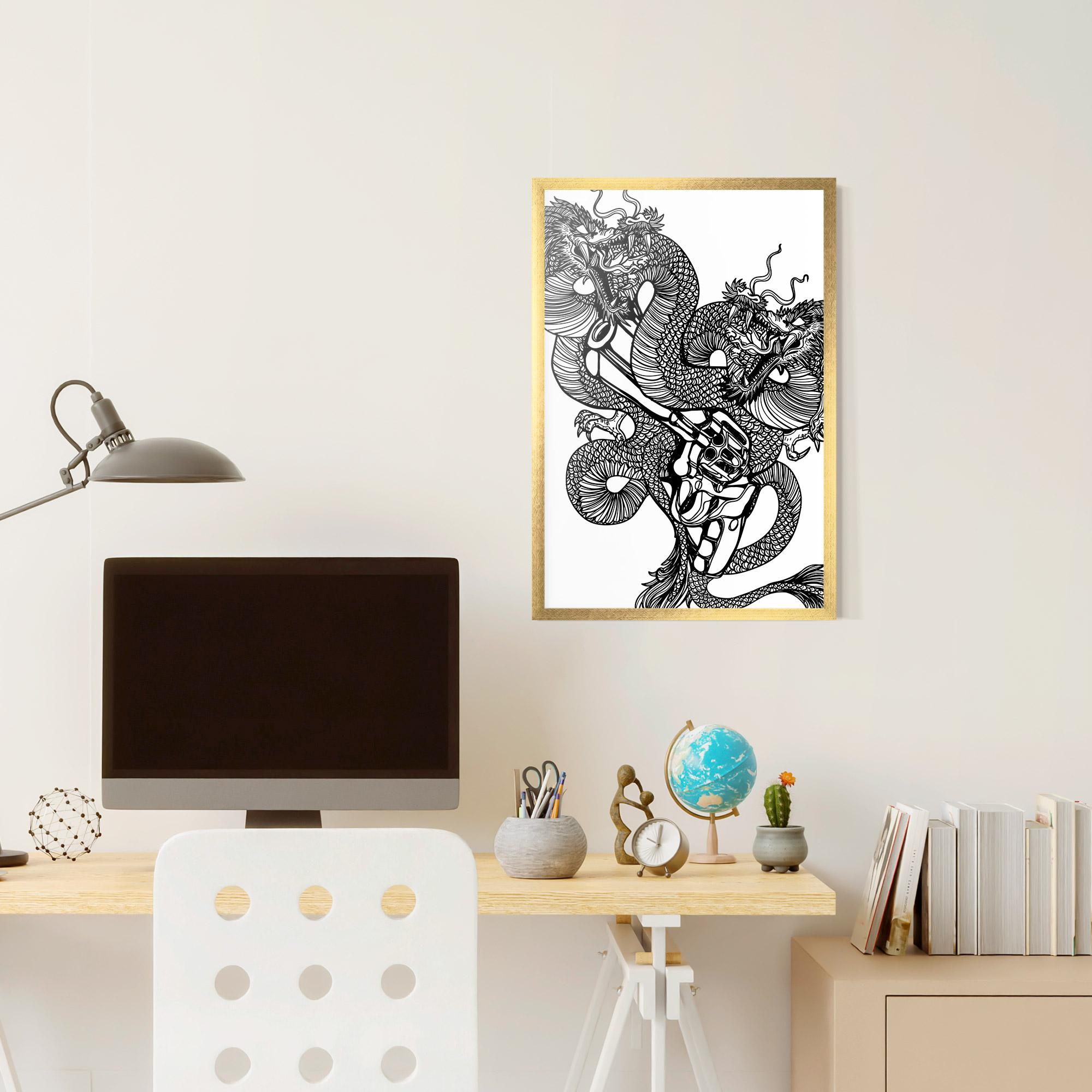 Poster Înrămat Dragon Gun mockup 6