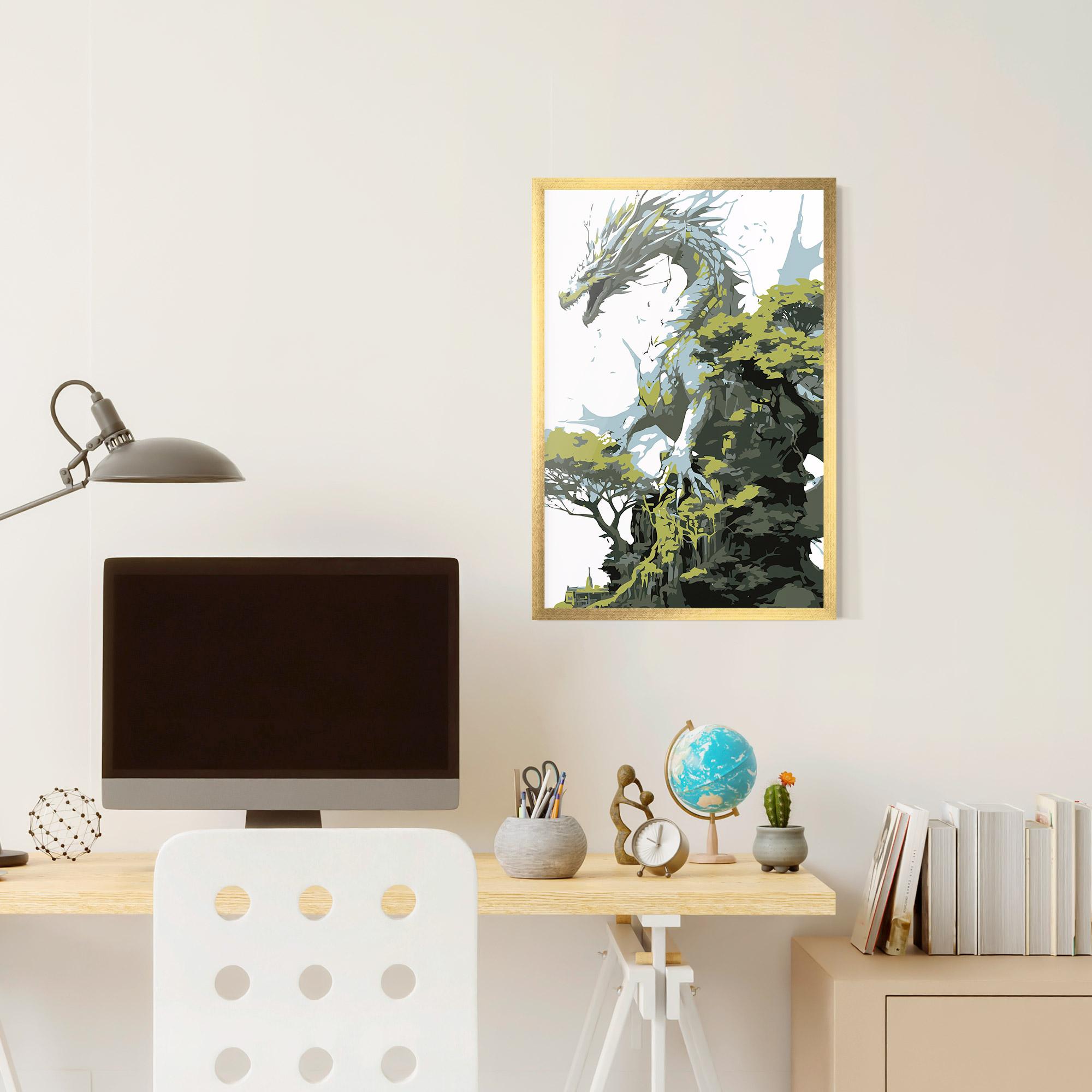 Poster Înrămat Grey Nature Dragon mockup 6