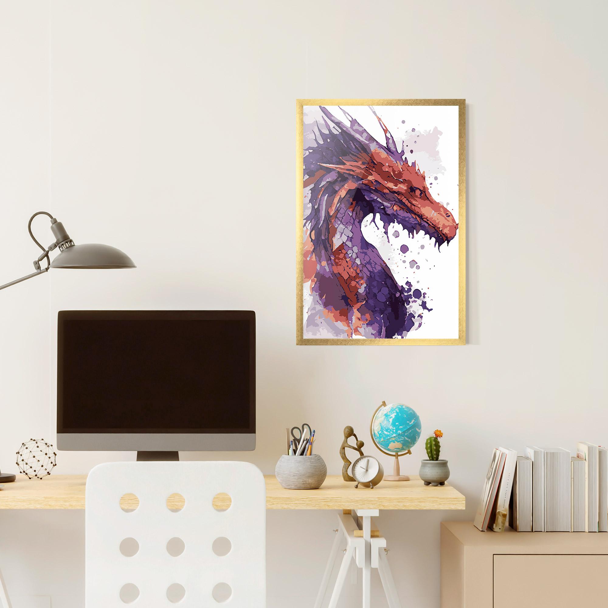 Poster Înrămat Orange Purple Dragon mockup 6