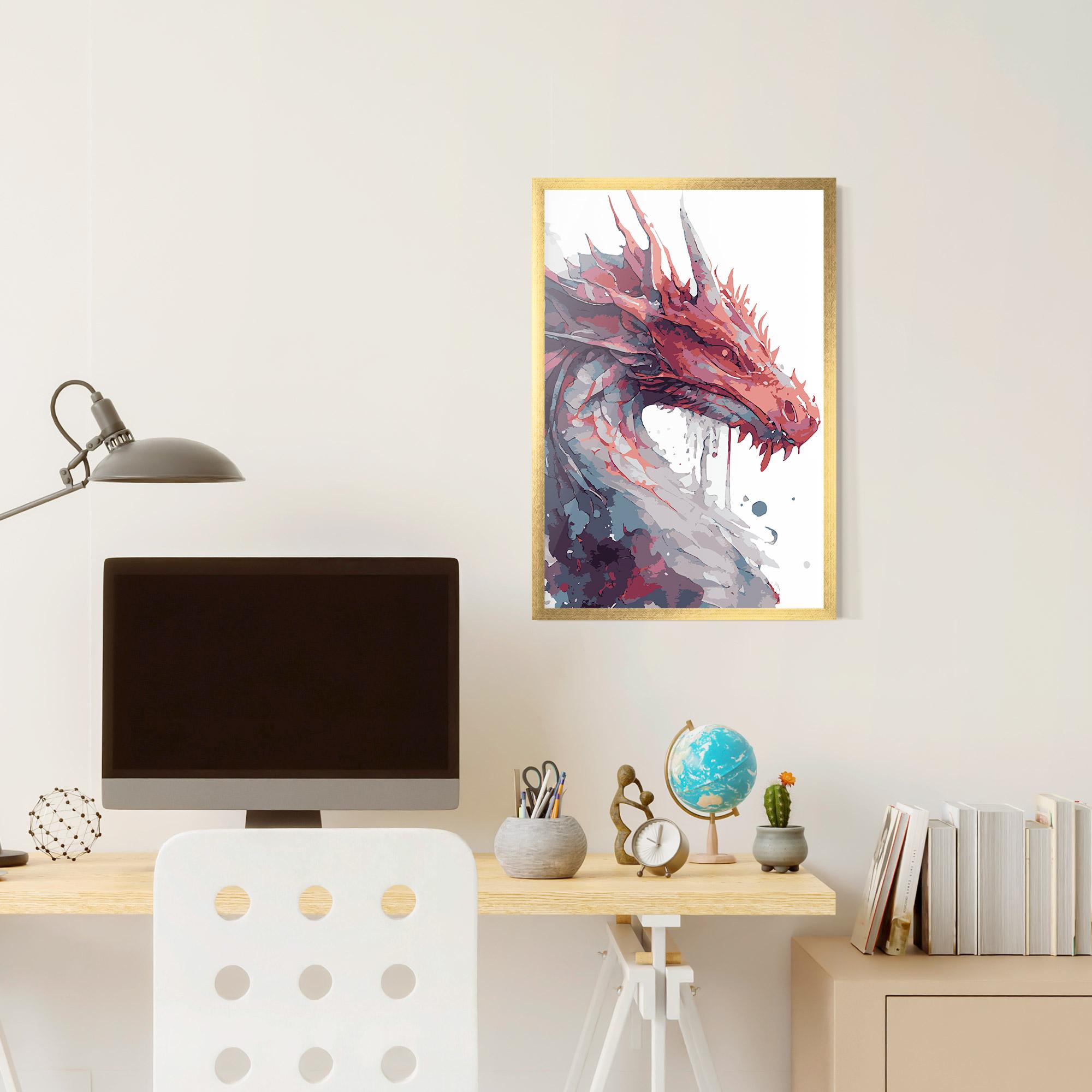 Poster Înrămat Red Blue Dragon mockup 6