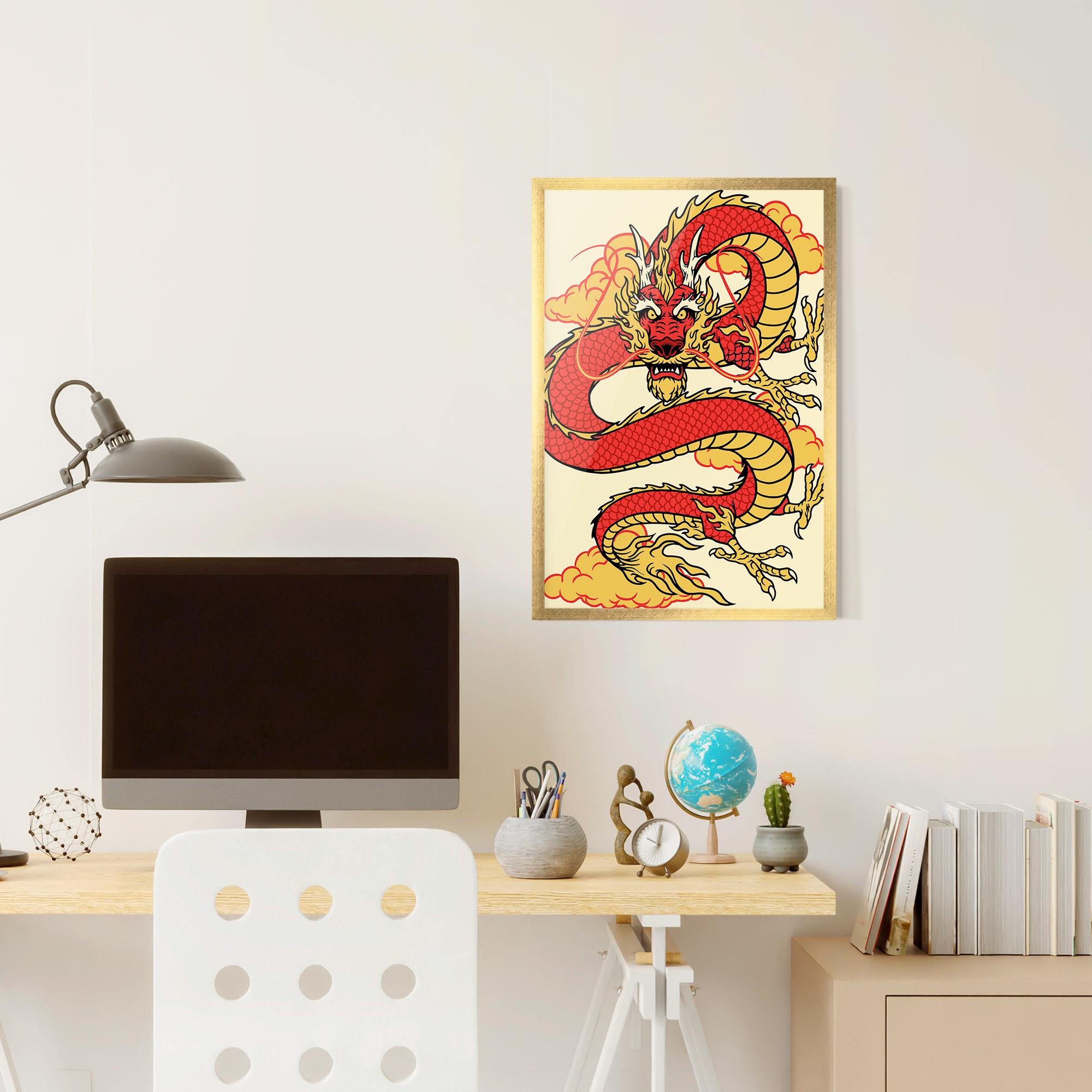Poster Înrămat Red Yellow Dragon mockup 6