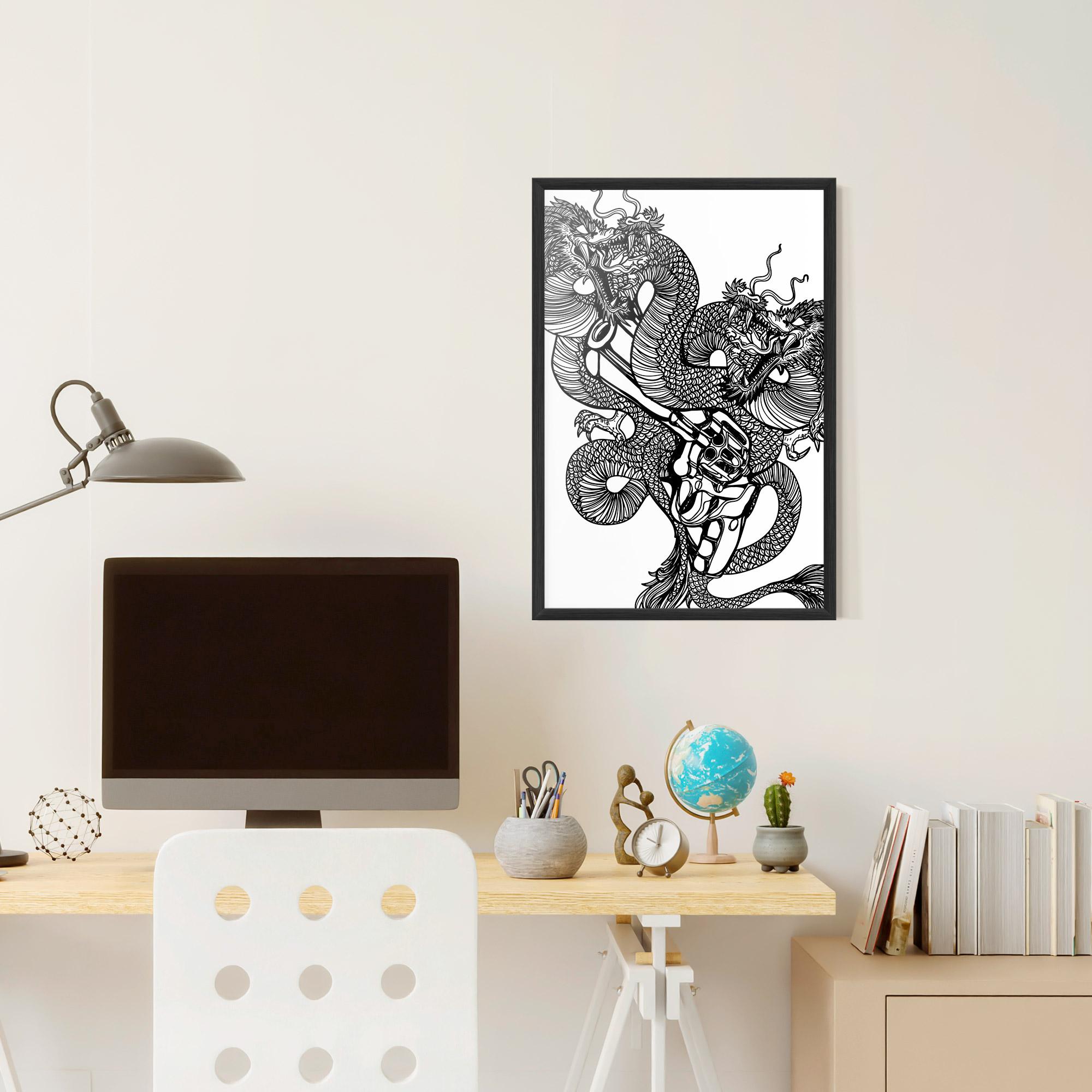 Poster Înrămat Dragon Gun mockup 6
