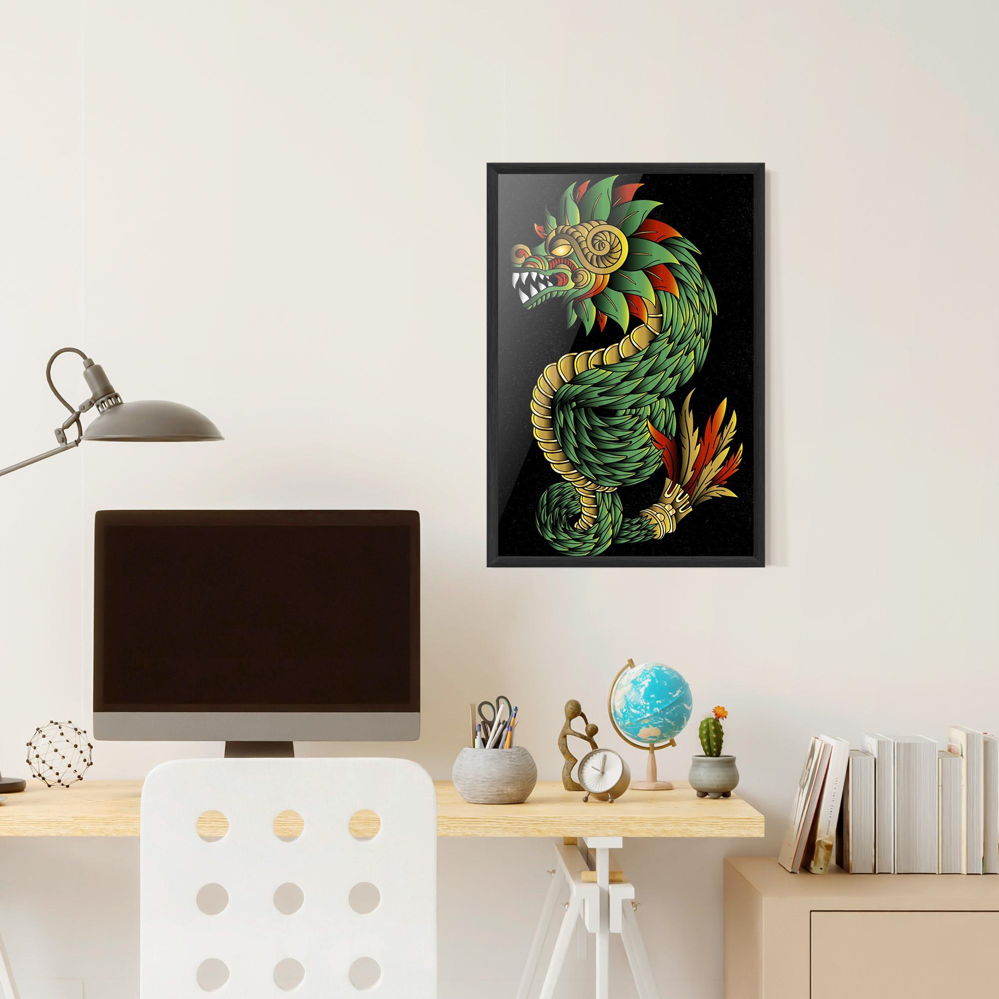 Poster Înrămat Green Yellow Dragon mockup 6