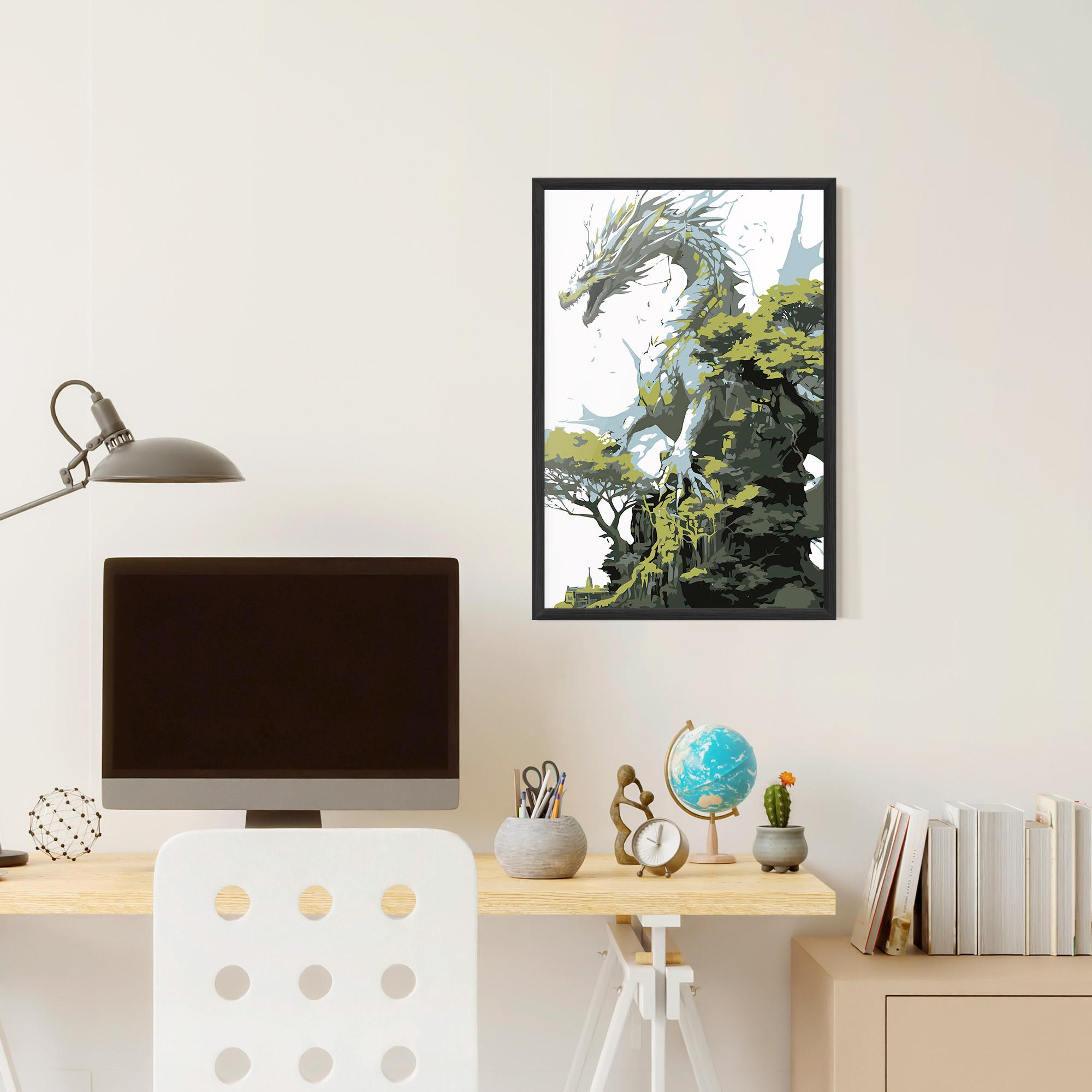 Poster Înrămat Grey Nature Dragon mockup 6