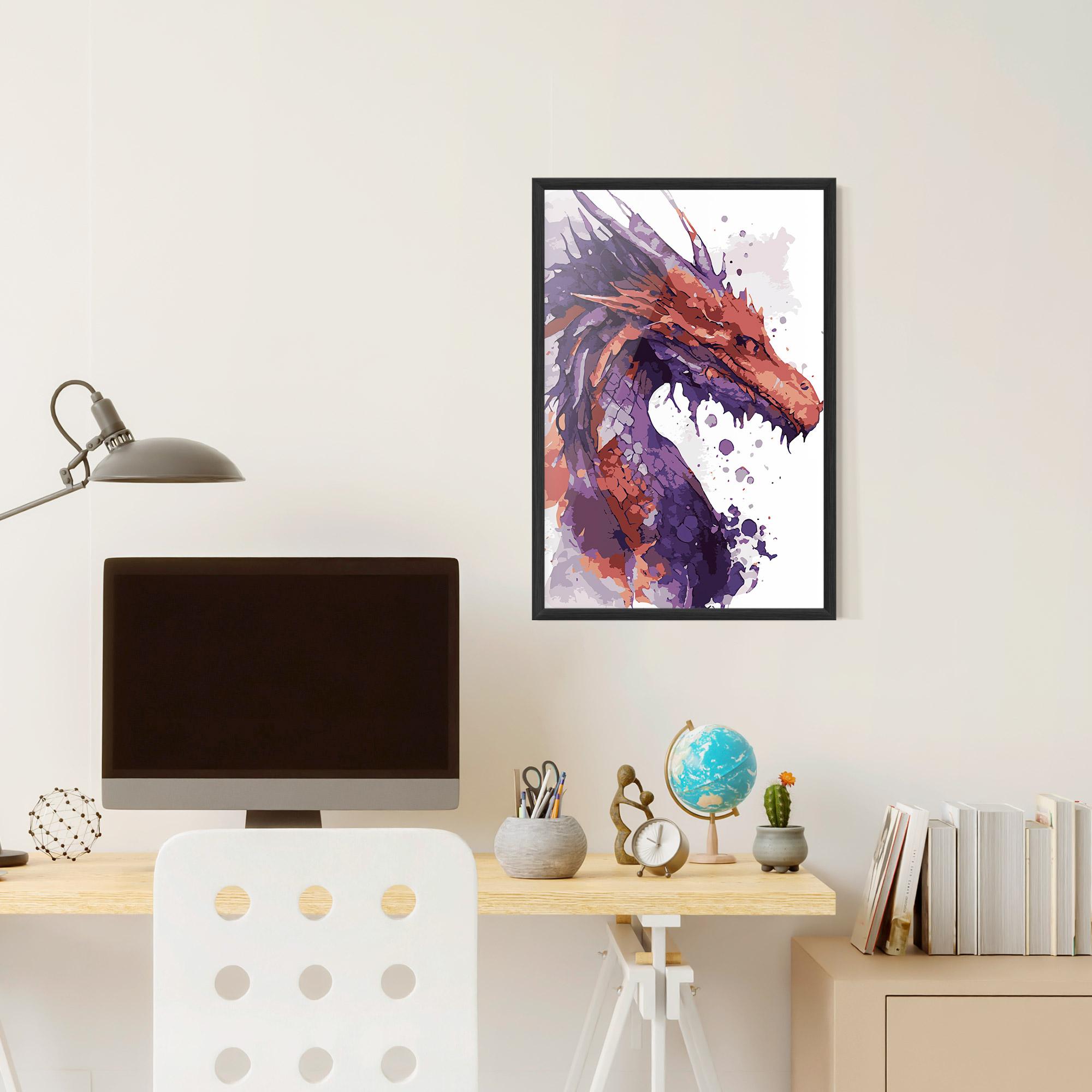 Poster Înrămat Orange Purple Dragon mockup 6