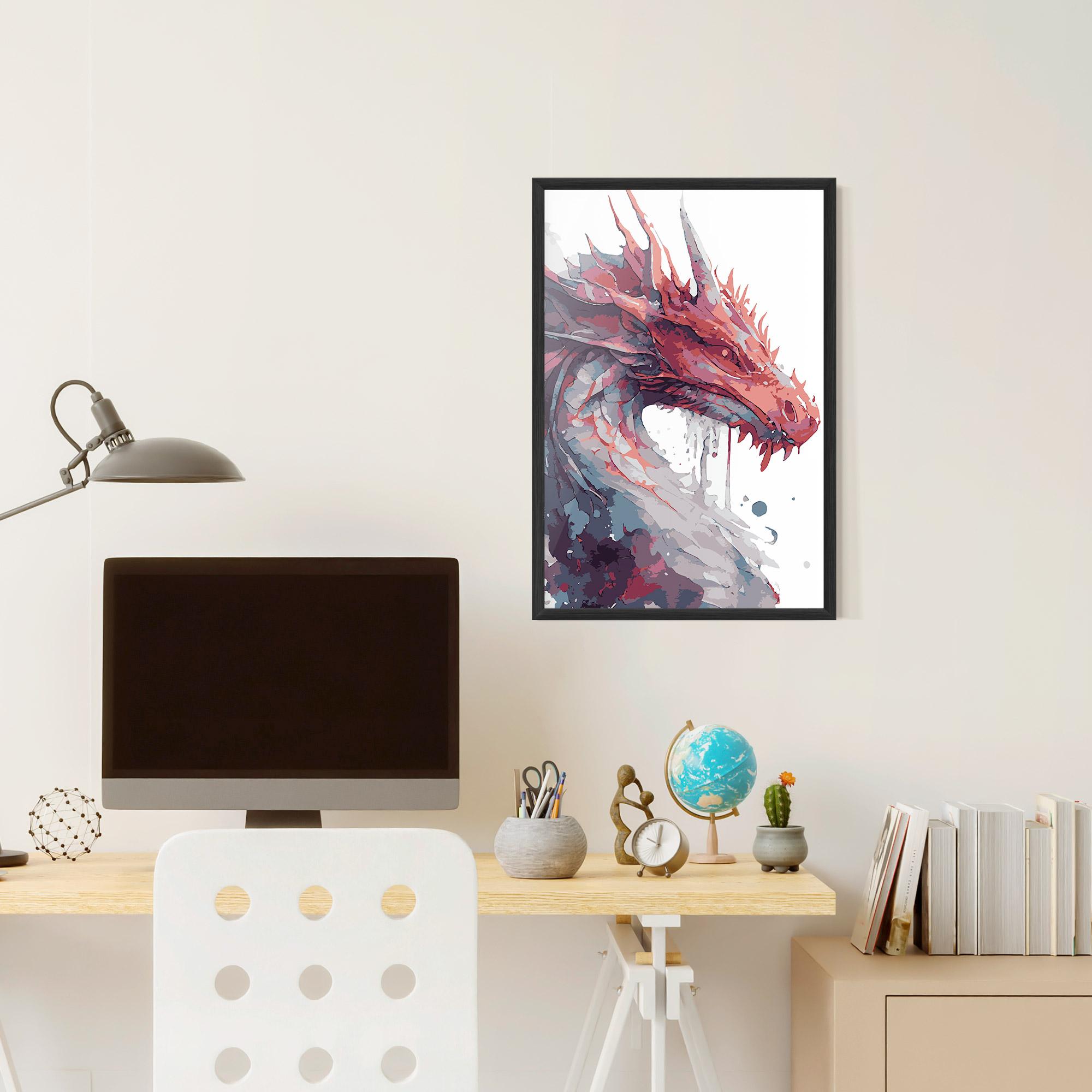 Poster Înrămat Red Blue Dragon mockup 6