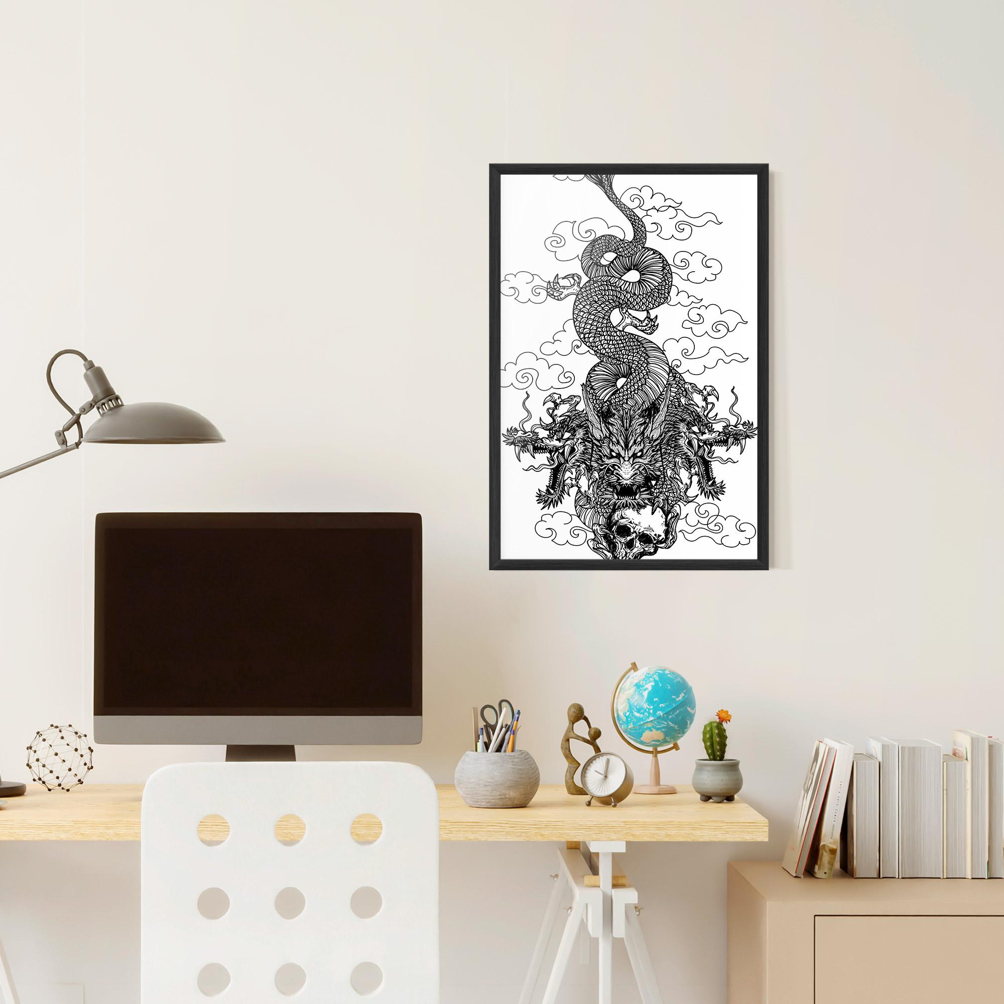 Poster Înrămat Skull Dragon mockup 6