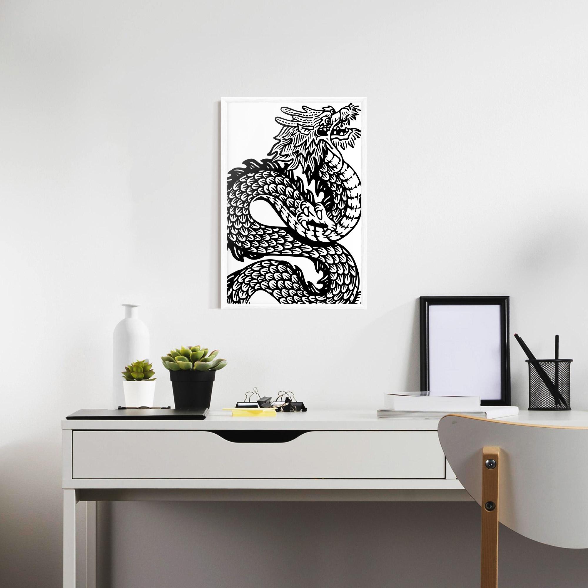 Poster Înrămat Dragon Black Line mockup 7