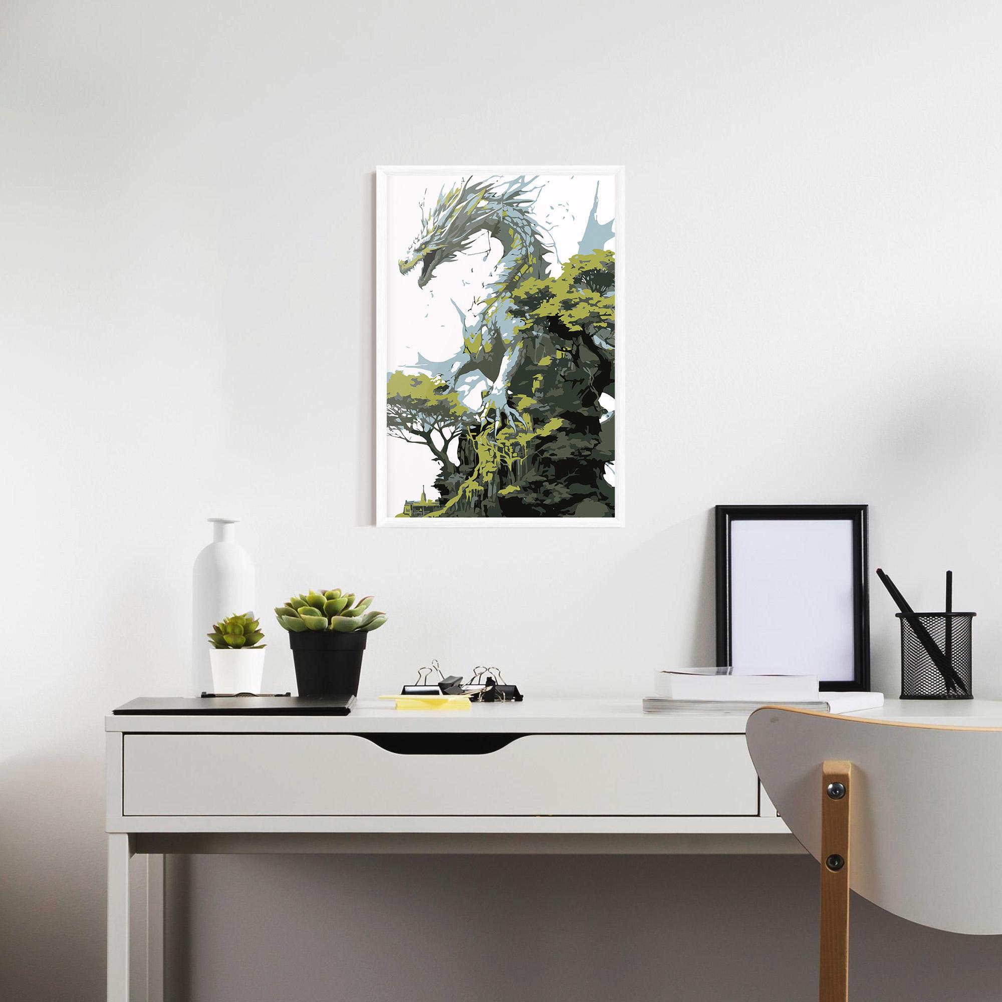 Poster Înrămat Grey Nature Dragon mockup 7